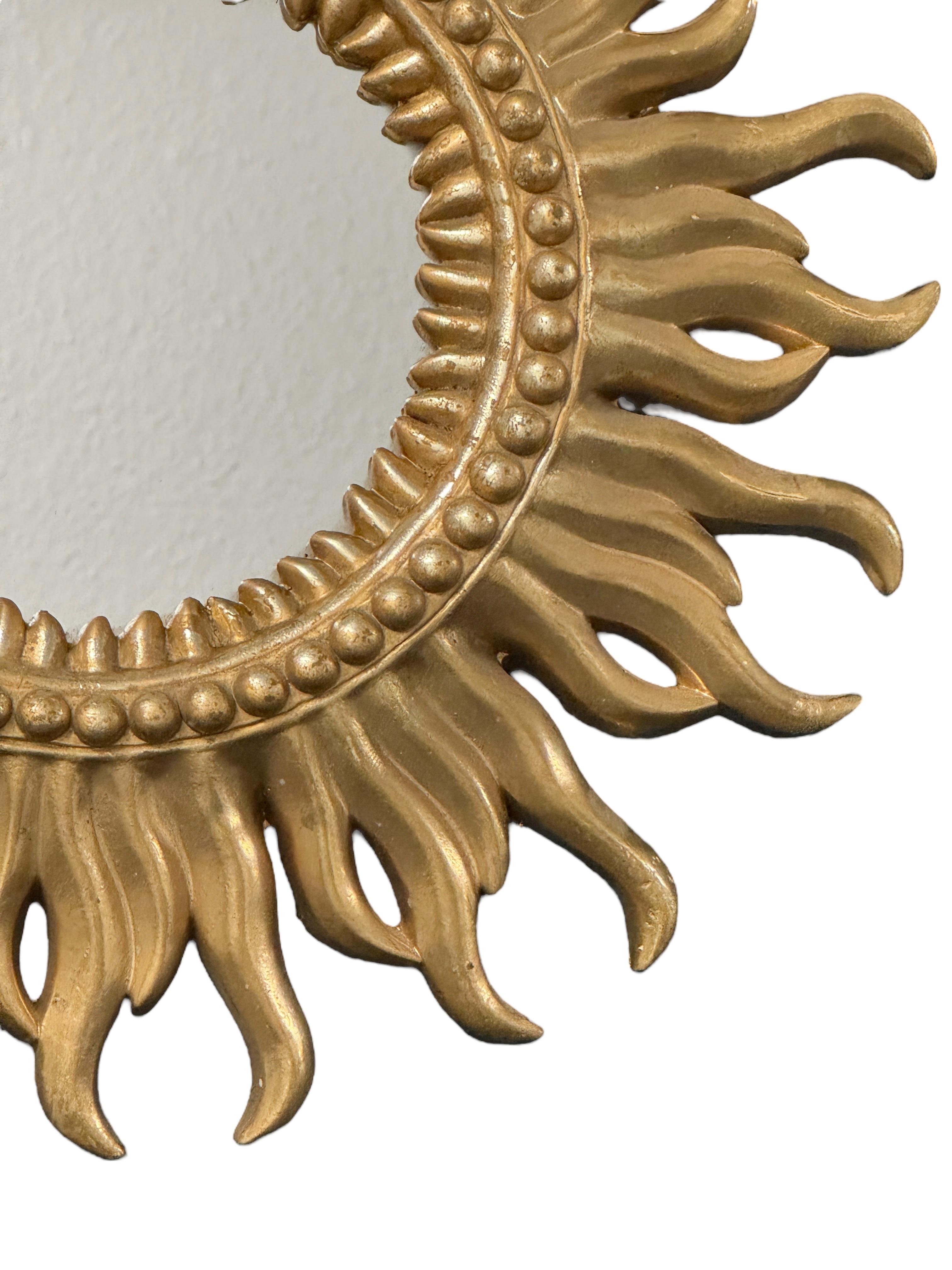 Stunning German Starburst Sunburst Gilded Mirror, circa 1960s In Good Condition For Sale In Nuernberg, DE