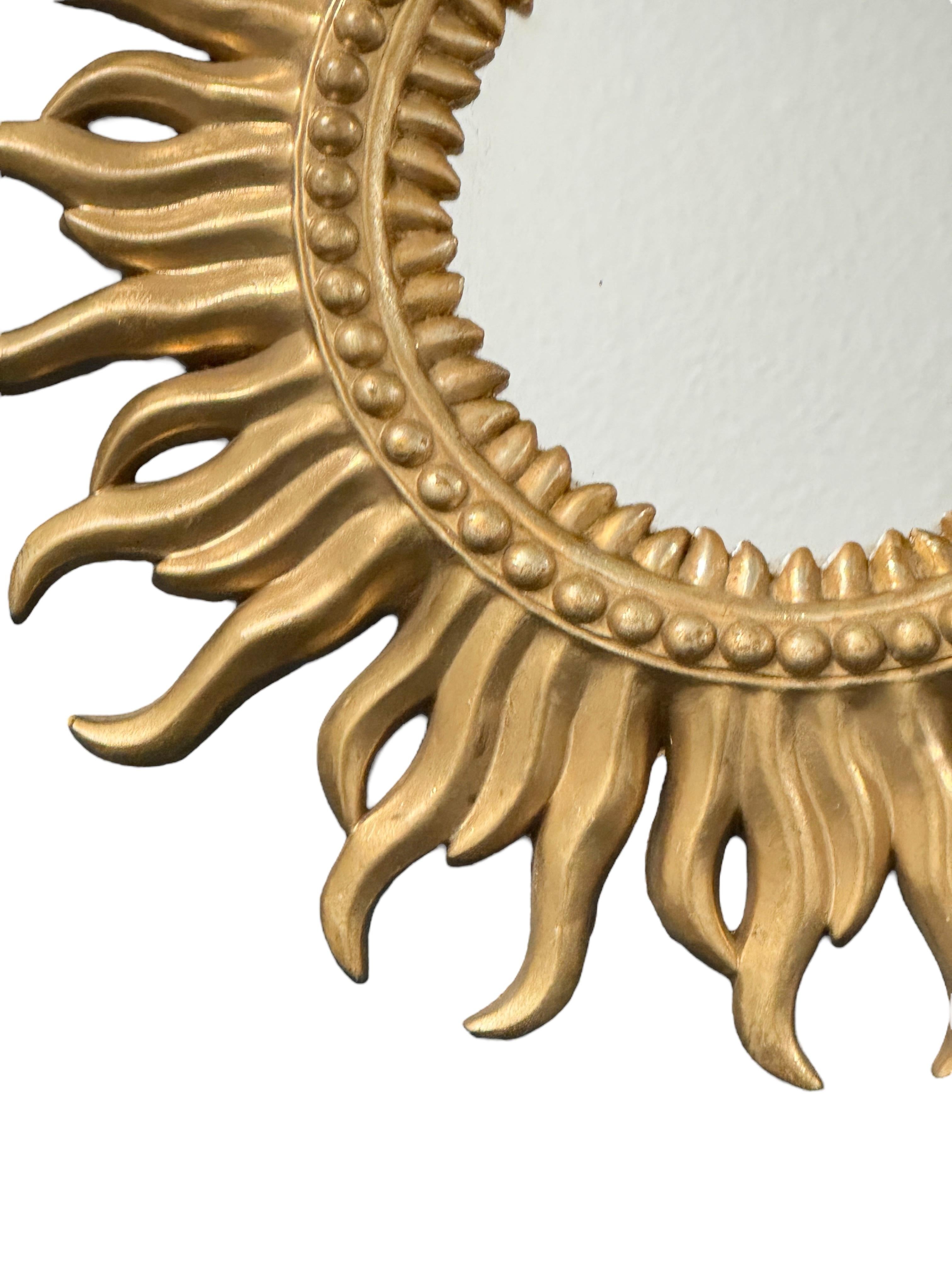 Mid-20th Century Stunning German Starburst Sunburst Gilded Mirror, circa 1960s For Sale