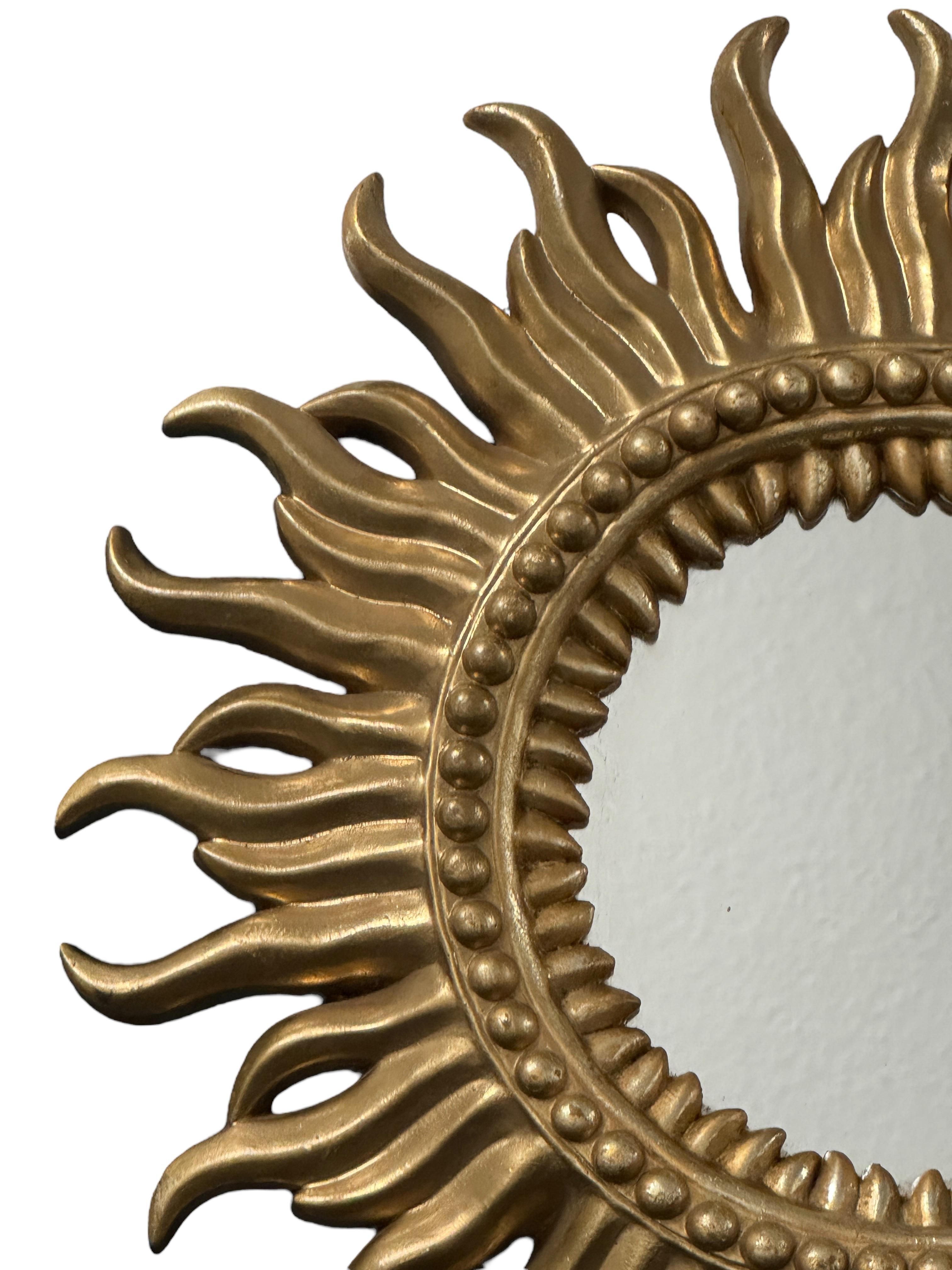 Stunning German Starburst Sunburst Gilded Mirror, circa 1960s For Sale 1