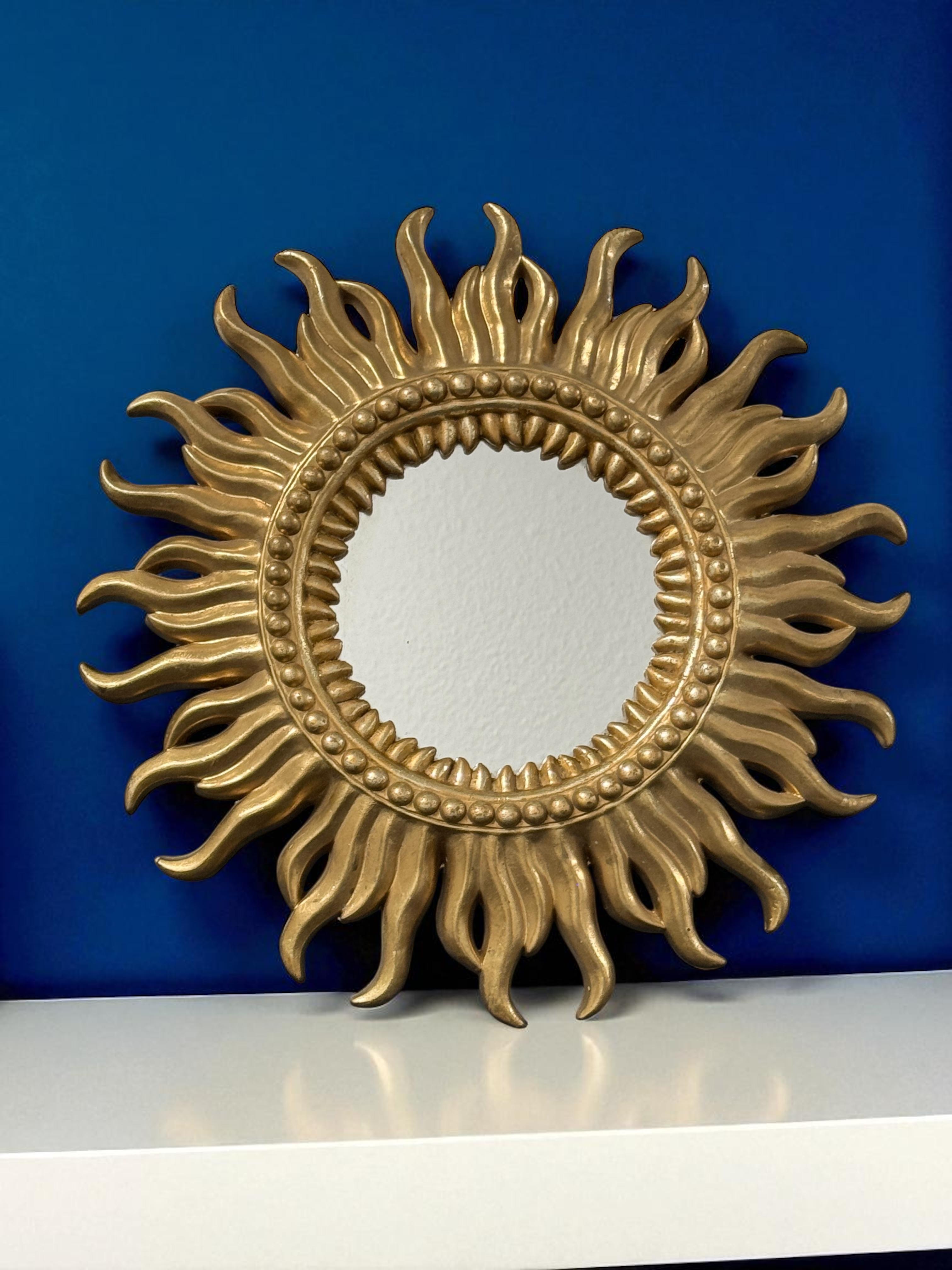 Stunning German Starburst Sunburst Gilded Mirror, circa 1960s For Sale 4
