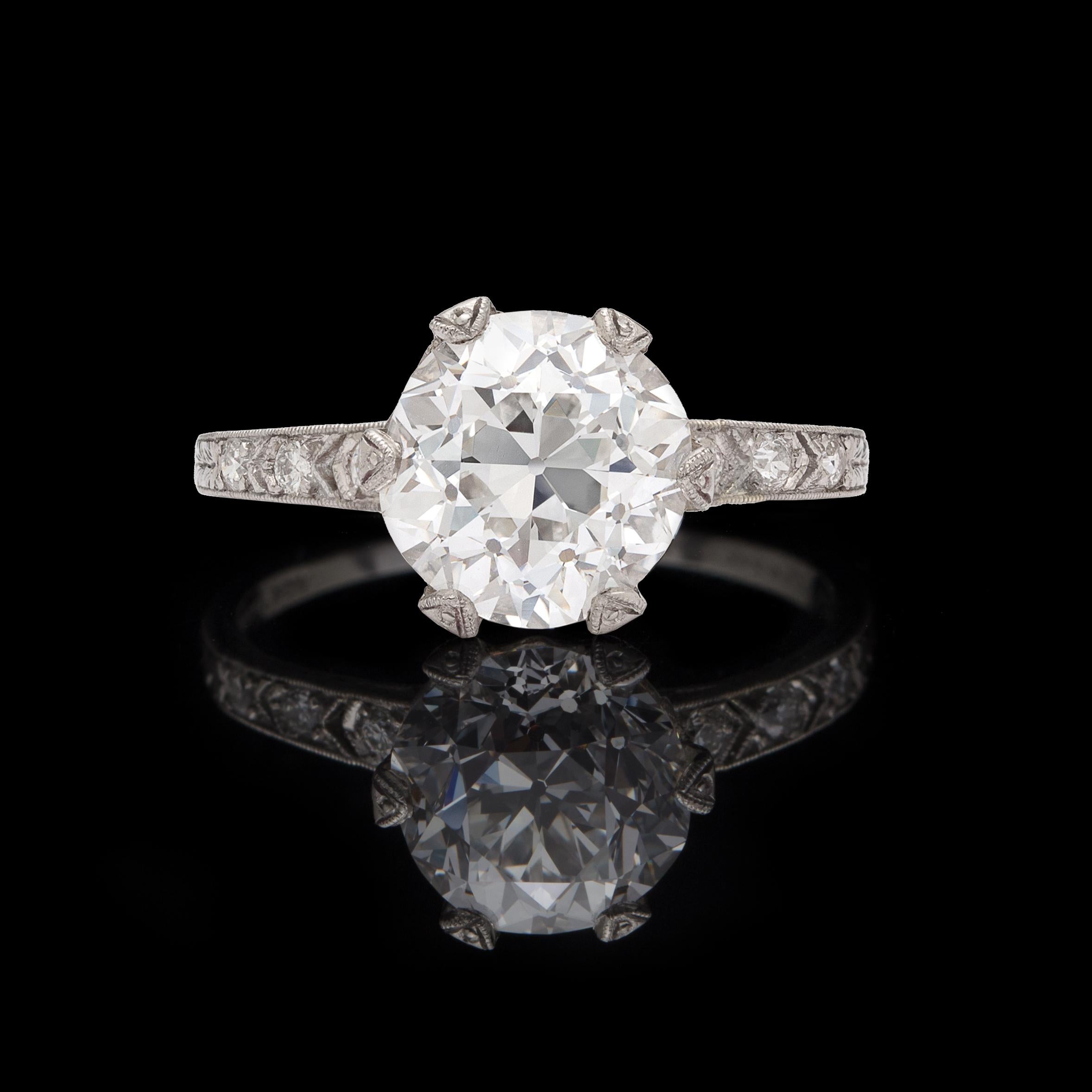 Art Deco Stunning GIA 3.12 Carat Antique Diamond Ring by Tiffany & Co.