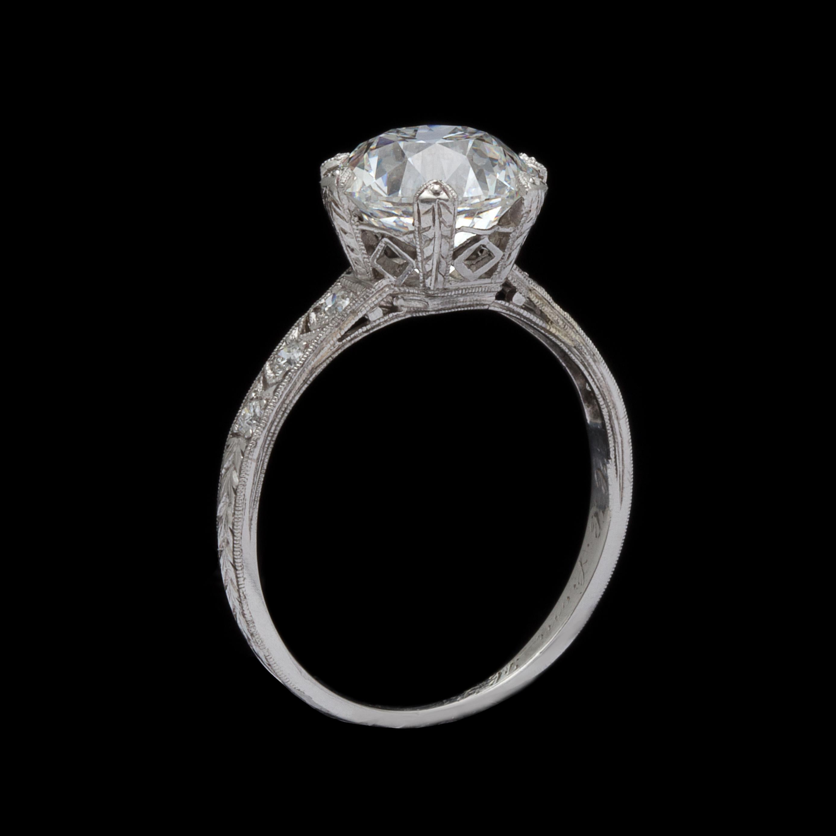 Old European Cut Stunning GIA 3.12 Carat Antique Diamond Ring by Tiffany & Co.