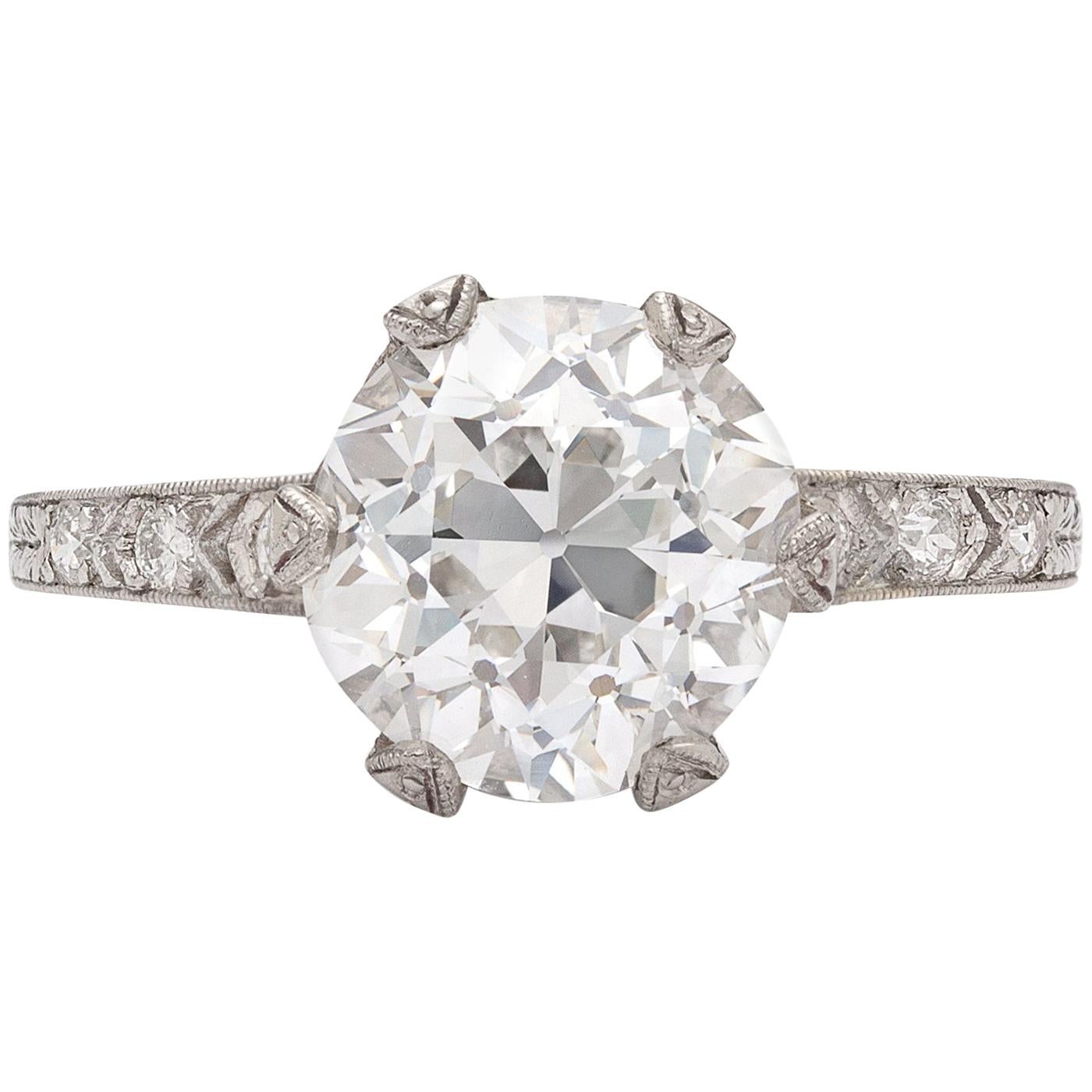 Stunning GIA 3.12 Carat Antique Diamond Ring by Tiffany & Co.