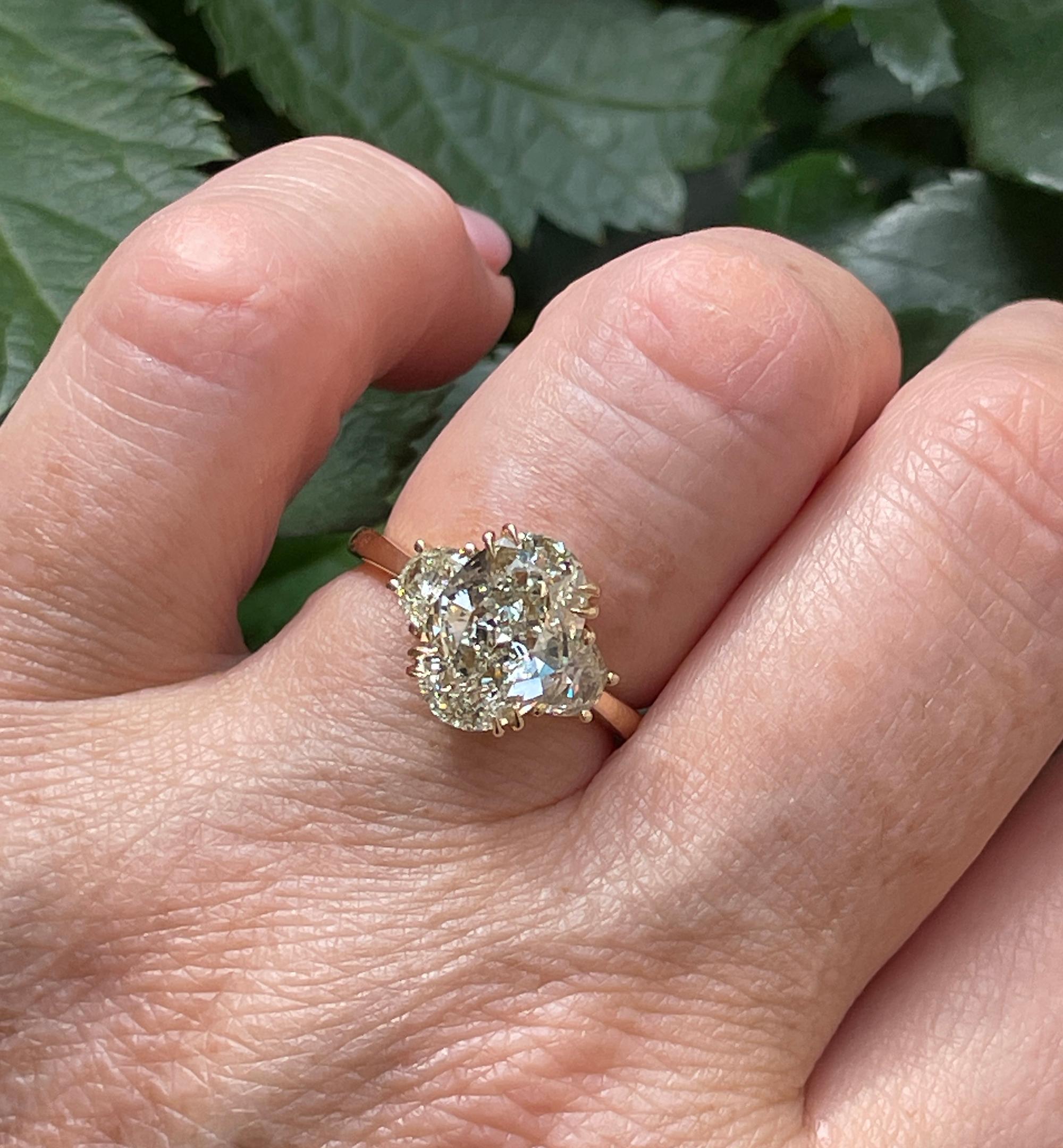 Women's Stunning GIA 3.50ct Vintage OVAL DIAMOND Engagement Wedding 3 stone 18KYG Ring