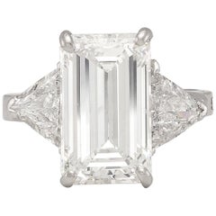 Stunning GIA 6.23 Carat G/SI2 Emerald Cut Diamond Ring