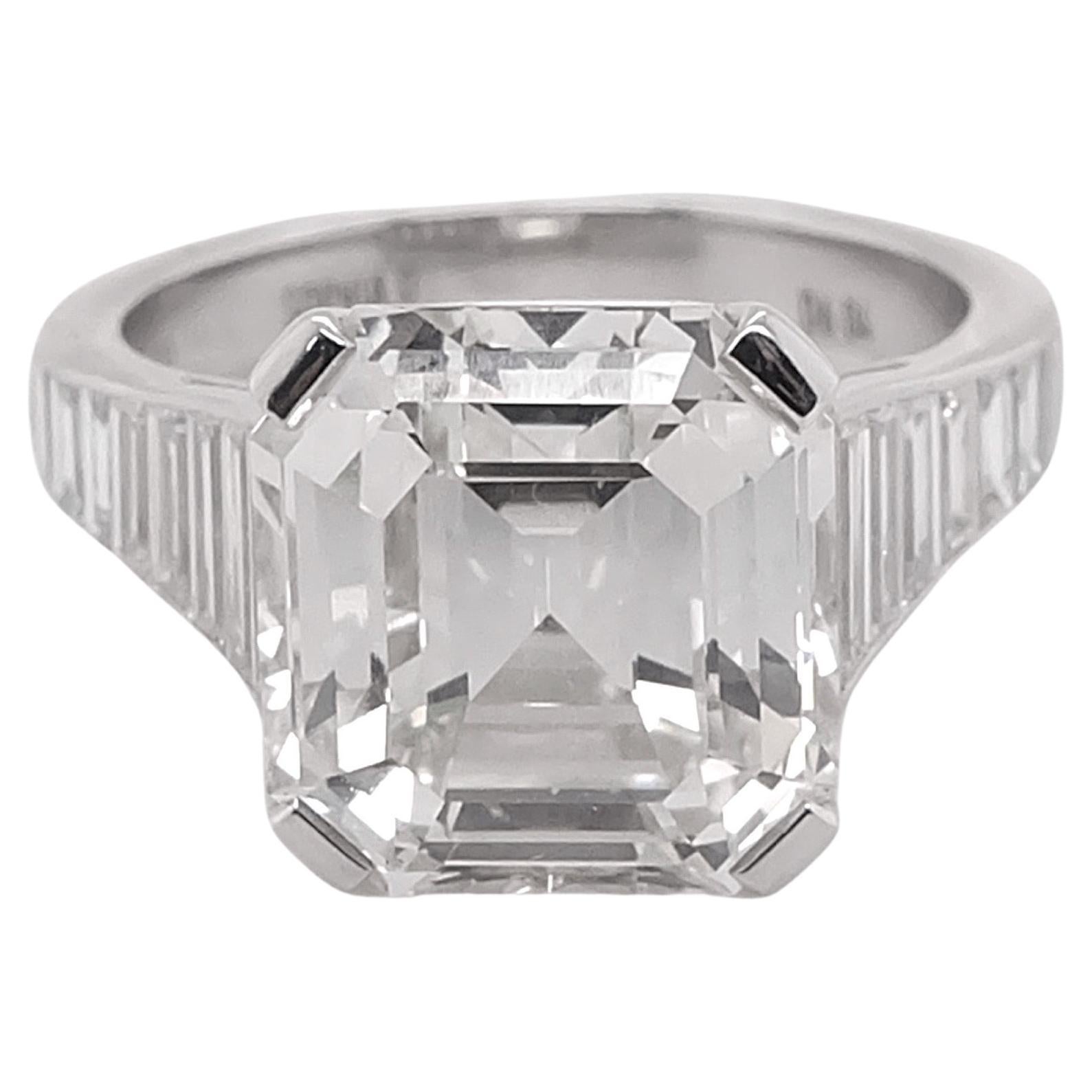 Sophia D, GIA Certified 6.04 Carat Diamond Art Deco Ring set in Platinum For Sale