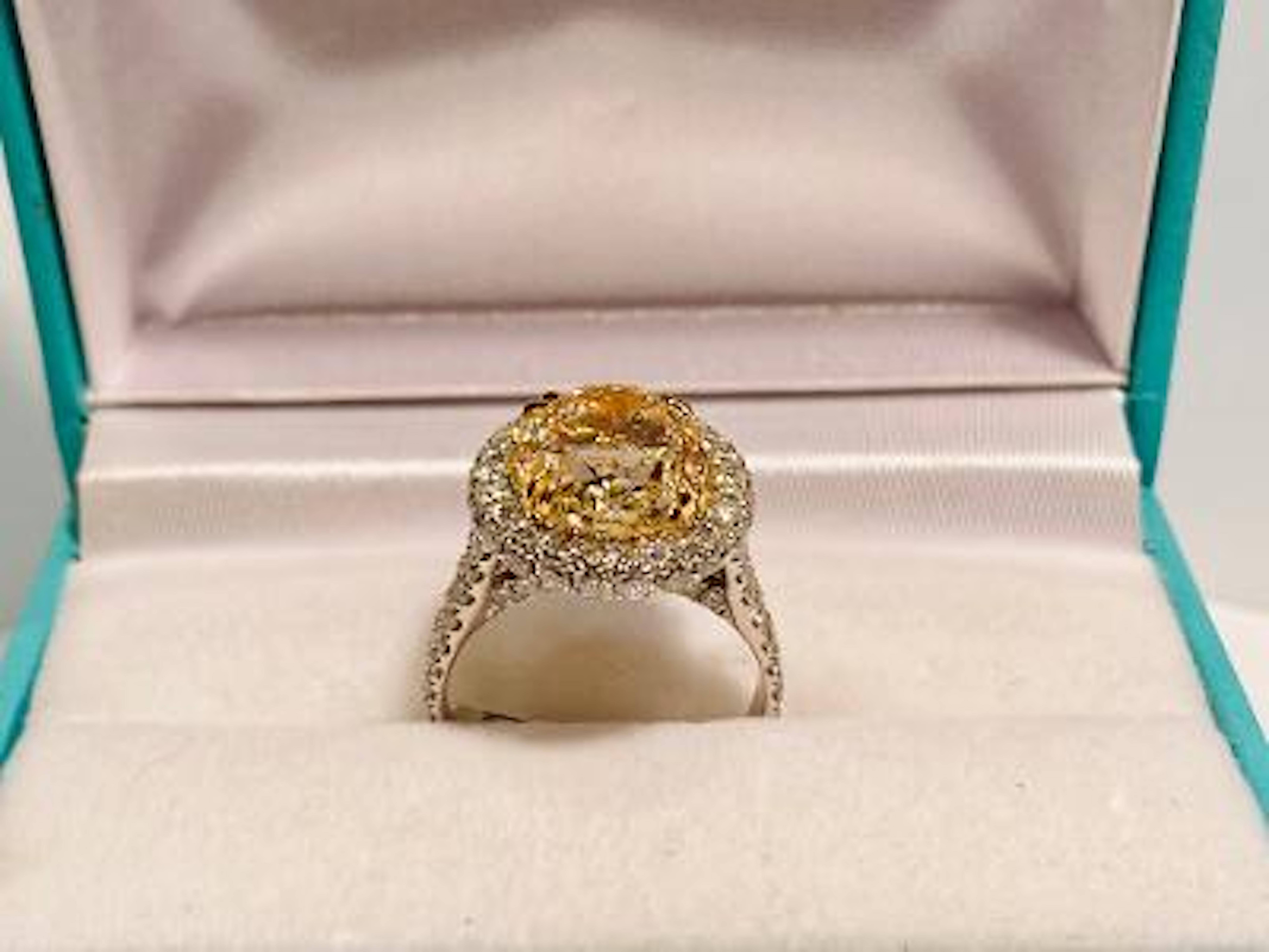 Oval Cut Stunning GIA Certified 8.38 Carat Natural Fancy Yellow Oval Shaped Diamond Ring