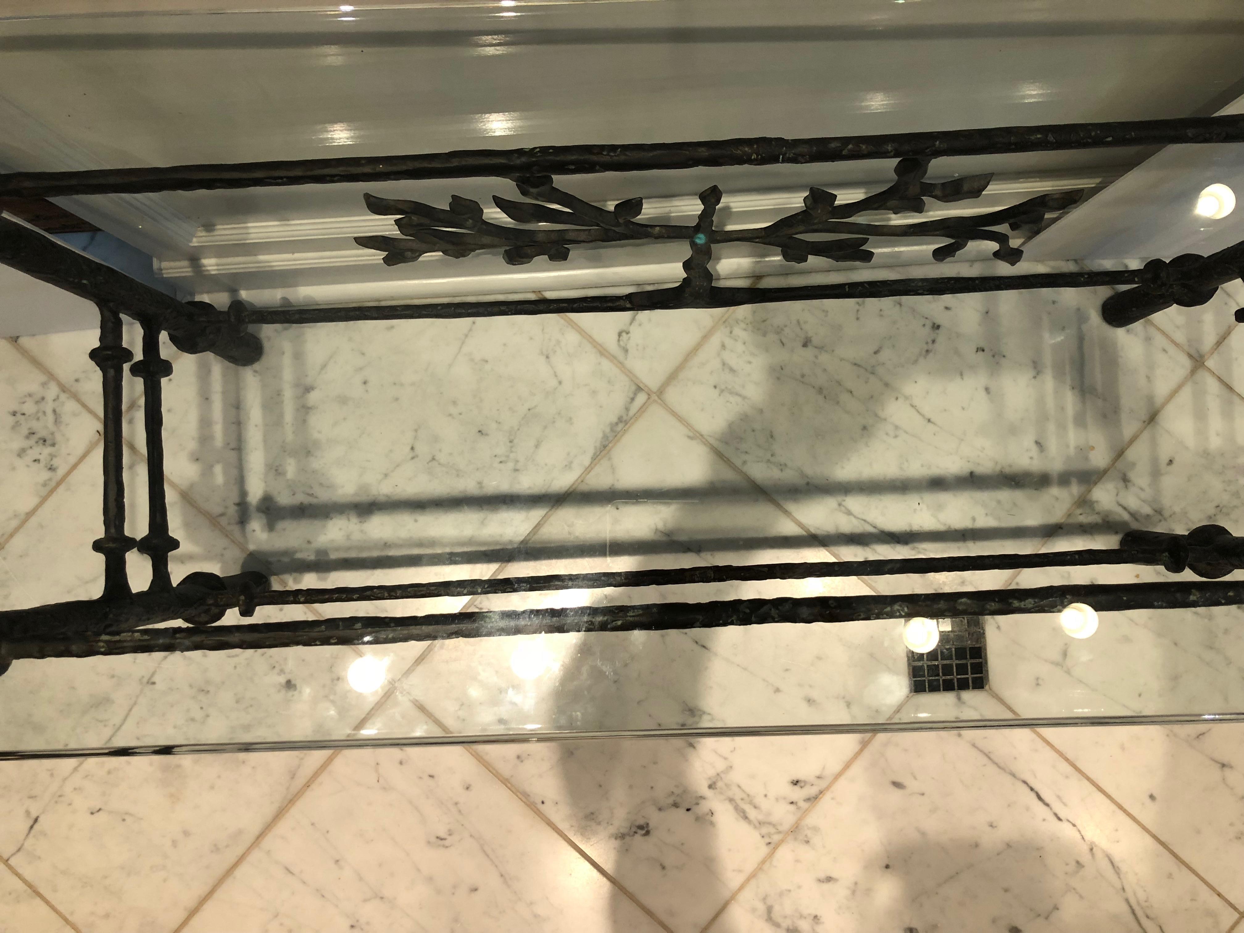 Stunning Giacometti Style Steel and Glass Console Table 2