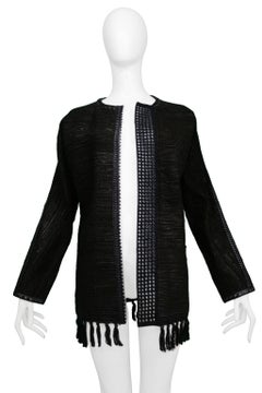 Stunning Gianfranco Ferre Leather & Wool Jacket With Tassels and Grommets