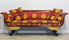 Stunning Gianni Versace Fabric Covered American First Period Empire Carved Sofa