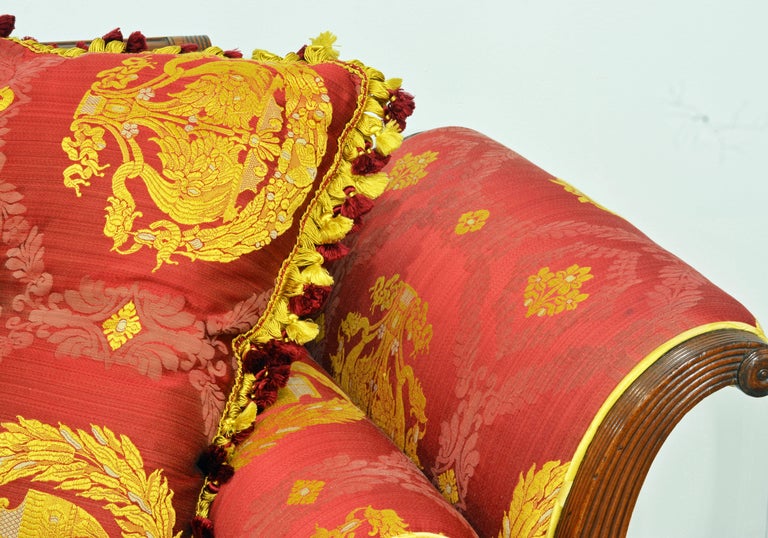 Stunning Gianni Versace Fabric Covered American First Period Empire Carved  Sofa at 1stDibs