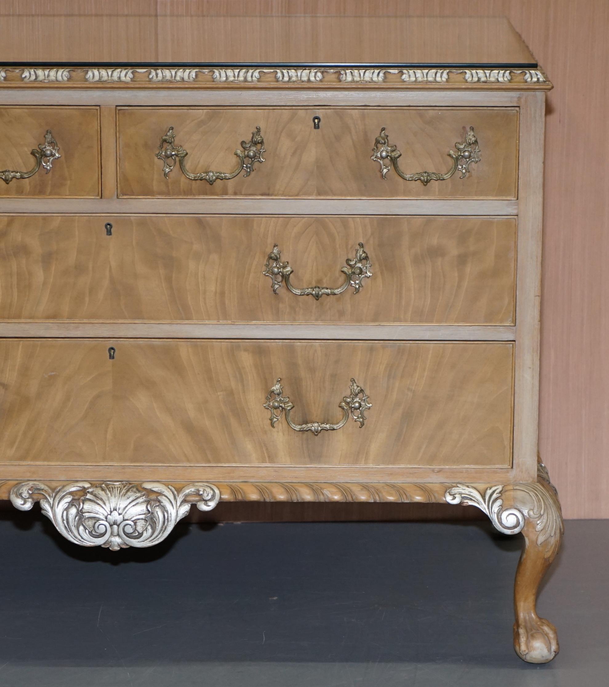 Chippendale Stunning Gillows Vintage Chest of Drawers Ornate Claw & Ball Feet Part of Suite