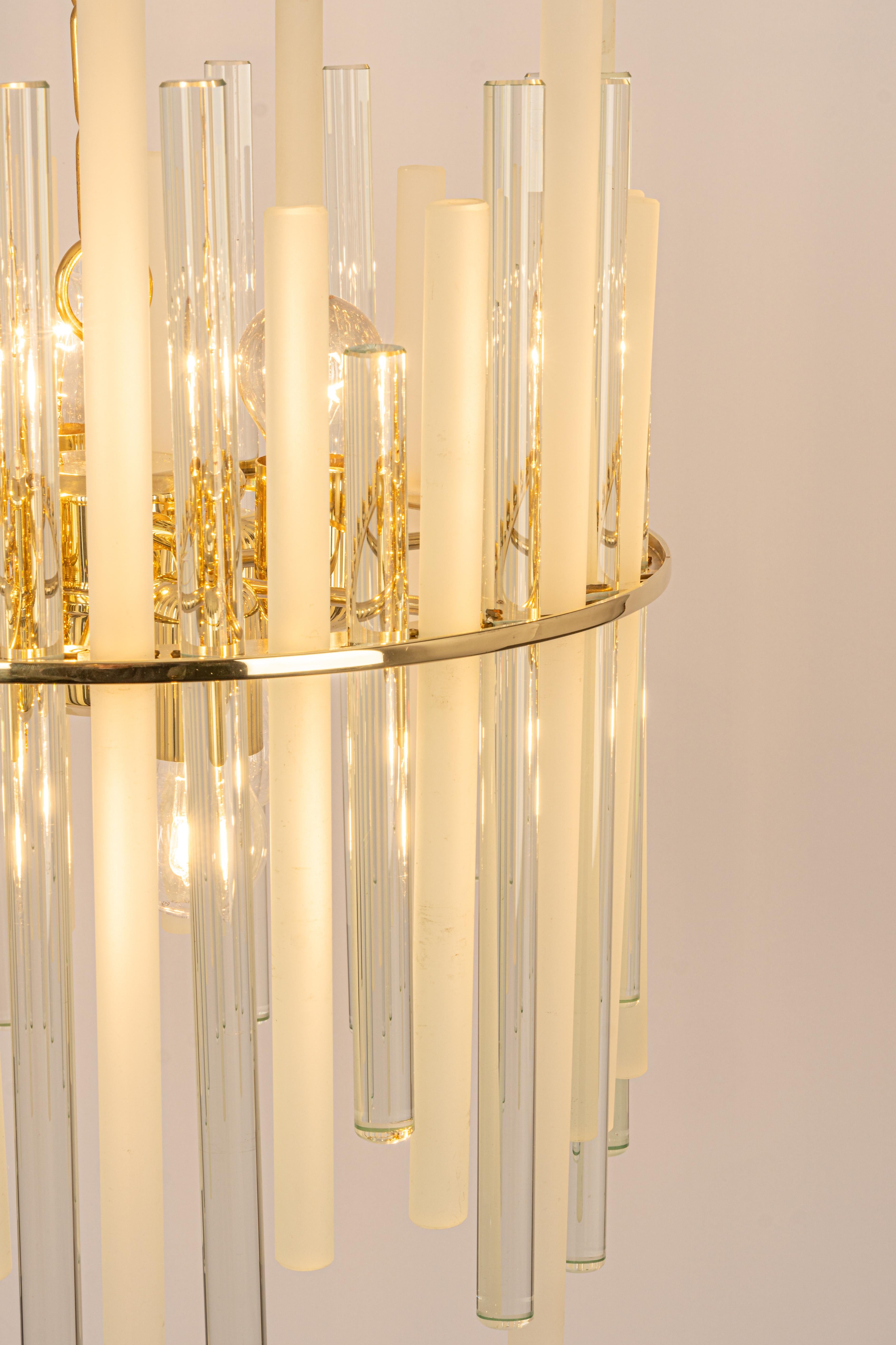 Stunning Gilt Brass and Crystal Glass Rods Chandelier by C.Palme, Germany, 1970s For Sale 2