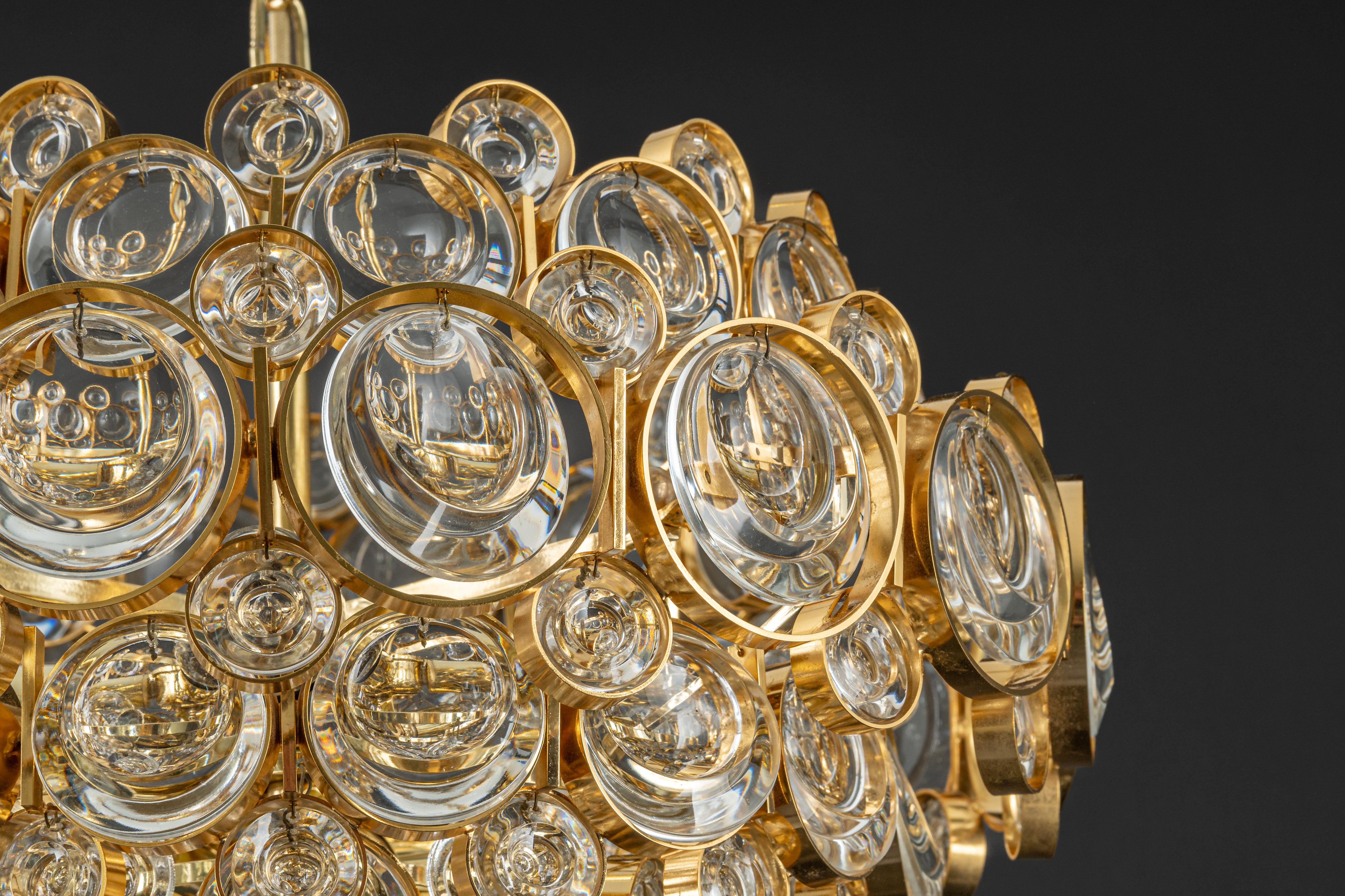 Stunning Gilt Brass Chandelier, Sciolari Design by Palwa, Germany, 1970s 6