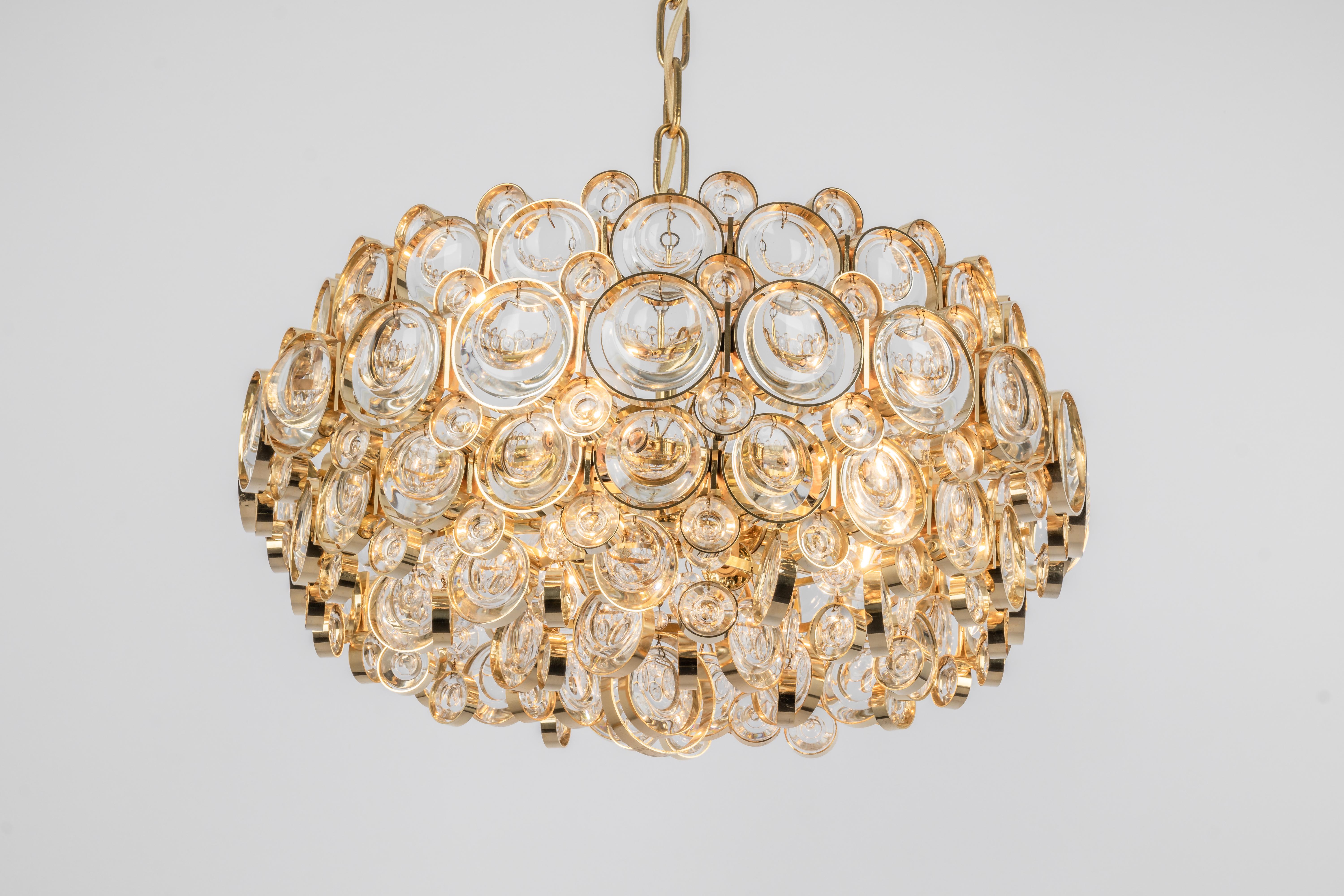 1 of 3 Stupendo lampadario in ottone dorato, Sciolari Design by Palwa, Germania, anni '70 in vendita 1