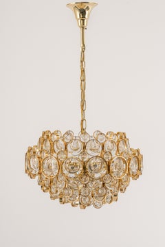 1 of 2 Stunning Gilt Brass Chandelier, Sciolari Style by Palwa, Germany, 1970s