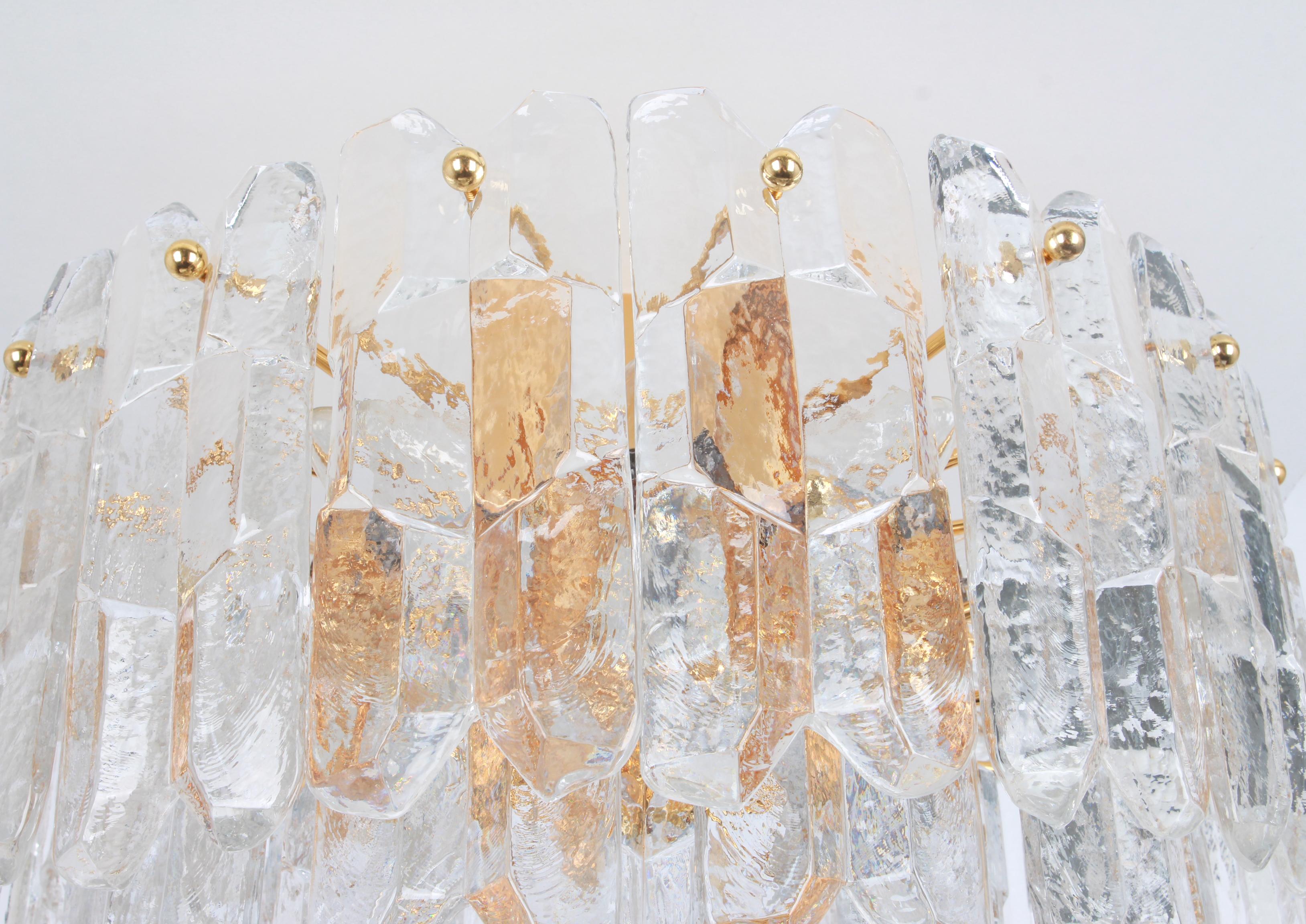 Stunning Gilt Brass, Crystal Glass Light Fixture Palazzo, Kalmar, Austria, 1970 For Sale 6