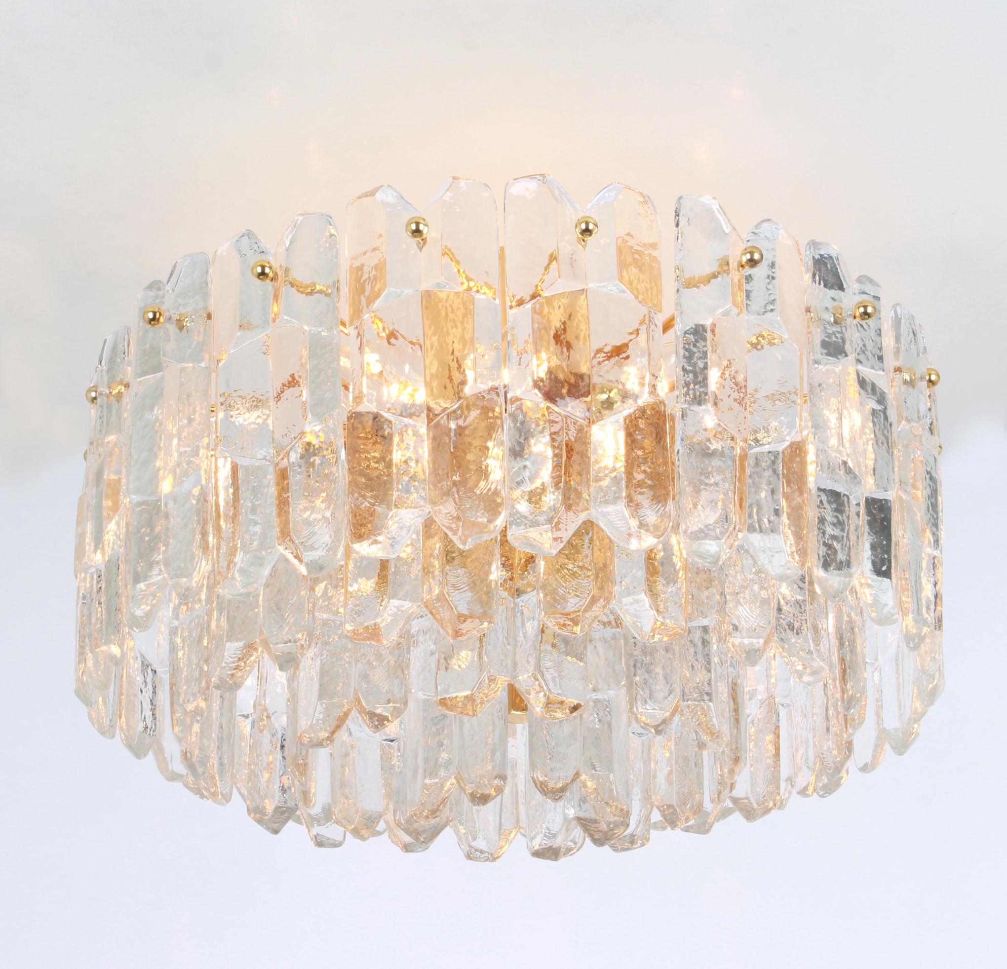 Stunning Gilt Brass, Crystal Glass Light Fixture Palazzo, Kalmar, Austria, 1970 For Sale 7