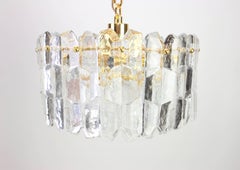 Atemberaubende Leuchte aus vergoldetem Messing und Kristallglas Palazzo, Kalmar, Österreich, 1970