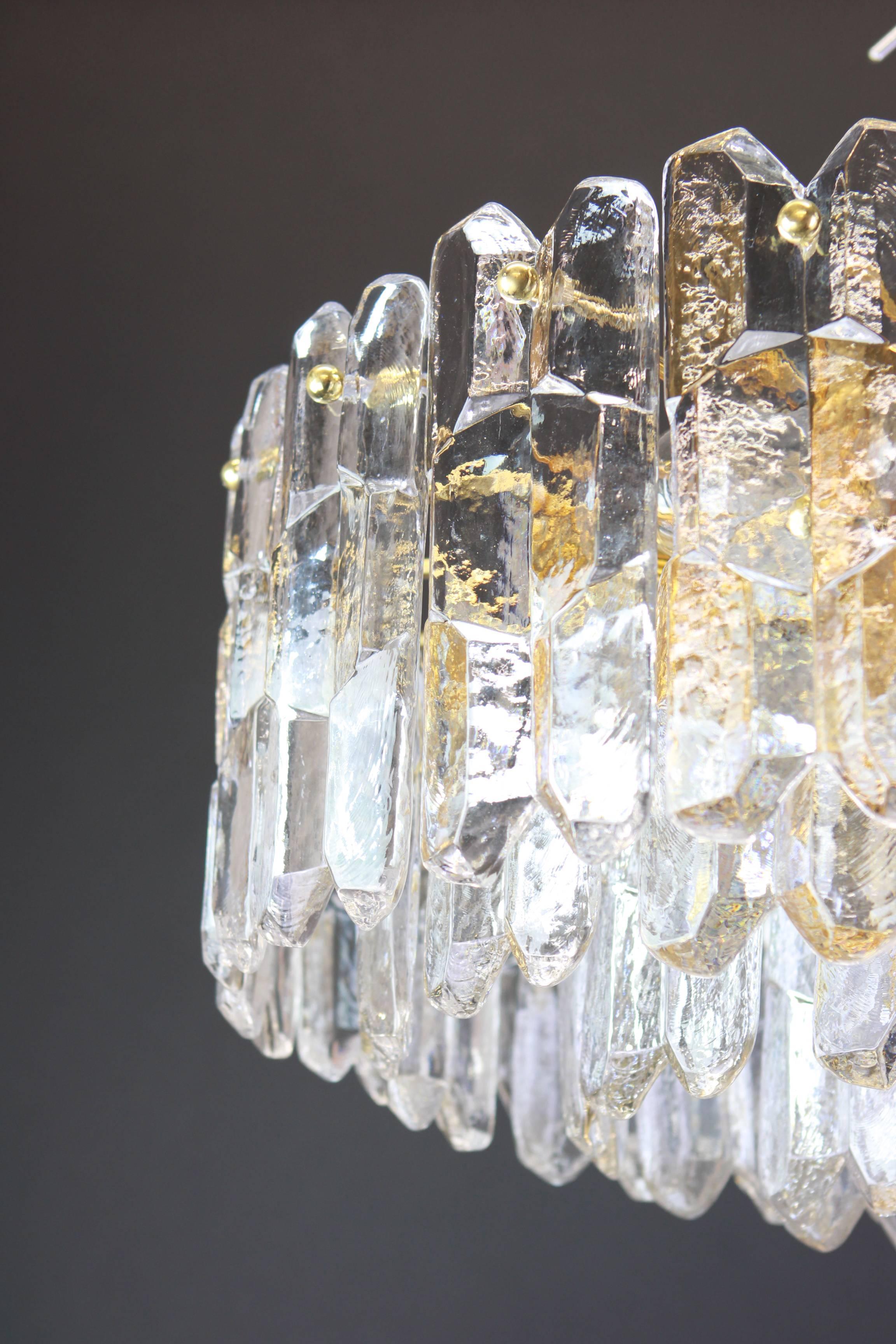 Stunning Gilt Brass, Crystal Glass Light Fixture Palazzo, Kalmar, Austria, 1970 For Sale 1