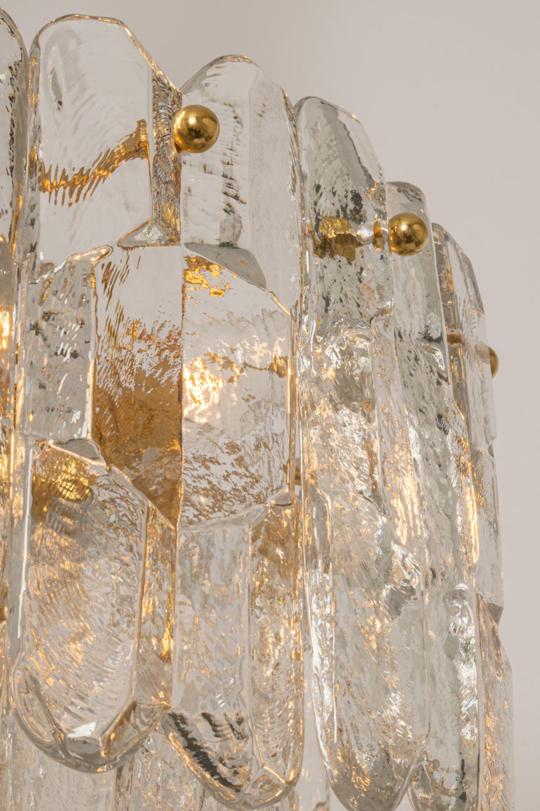 Stunning Gilt Brass, Crystal Glass Light Fixture Palazzo, Kalmar, Austria, 1970 For Sale 2