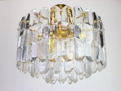 1 of 3 Stunning Brass Murano Glass Light Fixture Palazzo, Kalmar, Austria, 1970s