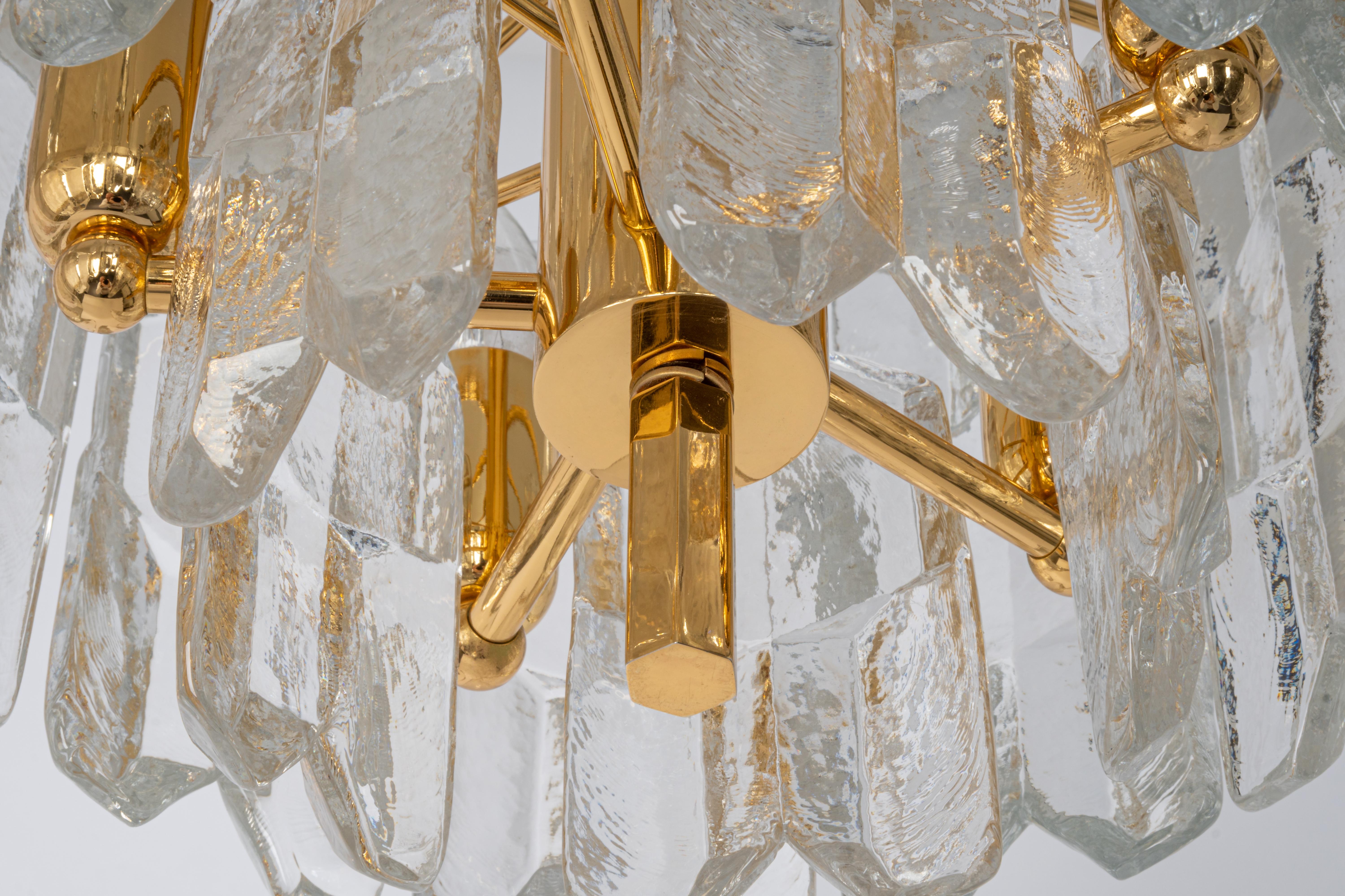 Austrian Stunning Gilt Brass, Crystal Glass Light Fixture Palazzo, Kalmar, Austria, 1970s