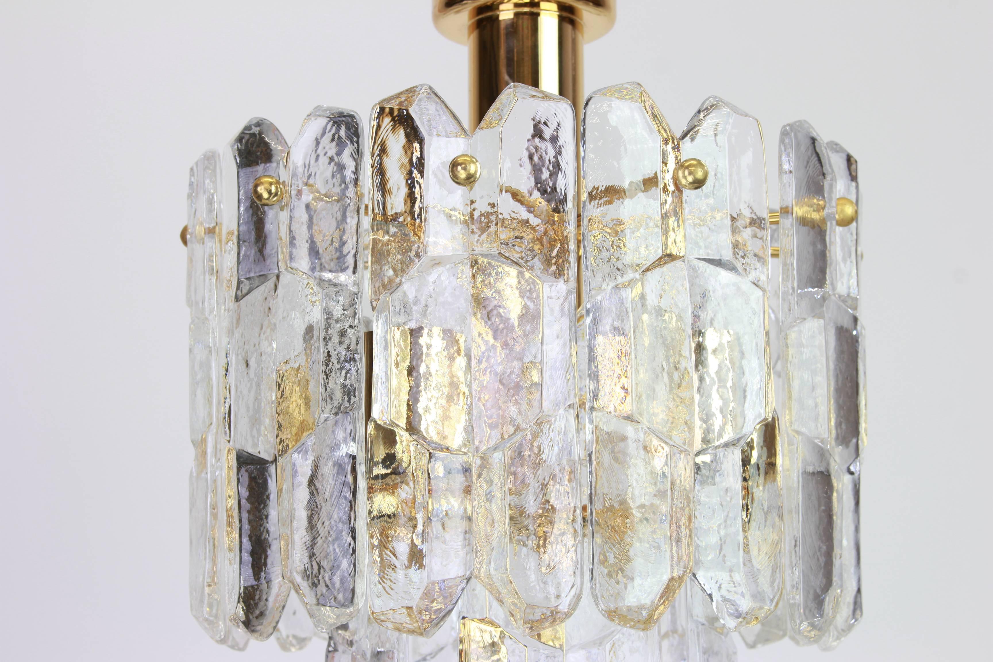 Late 20th Century Stunning Gilt Brass, Crystal Glass Light Fixture Palazzo, Kalmar, Austria, 1970s