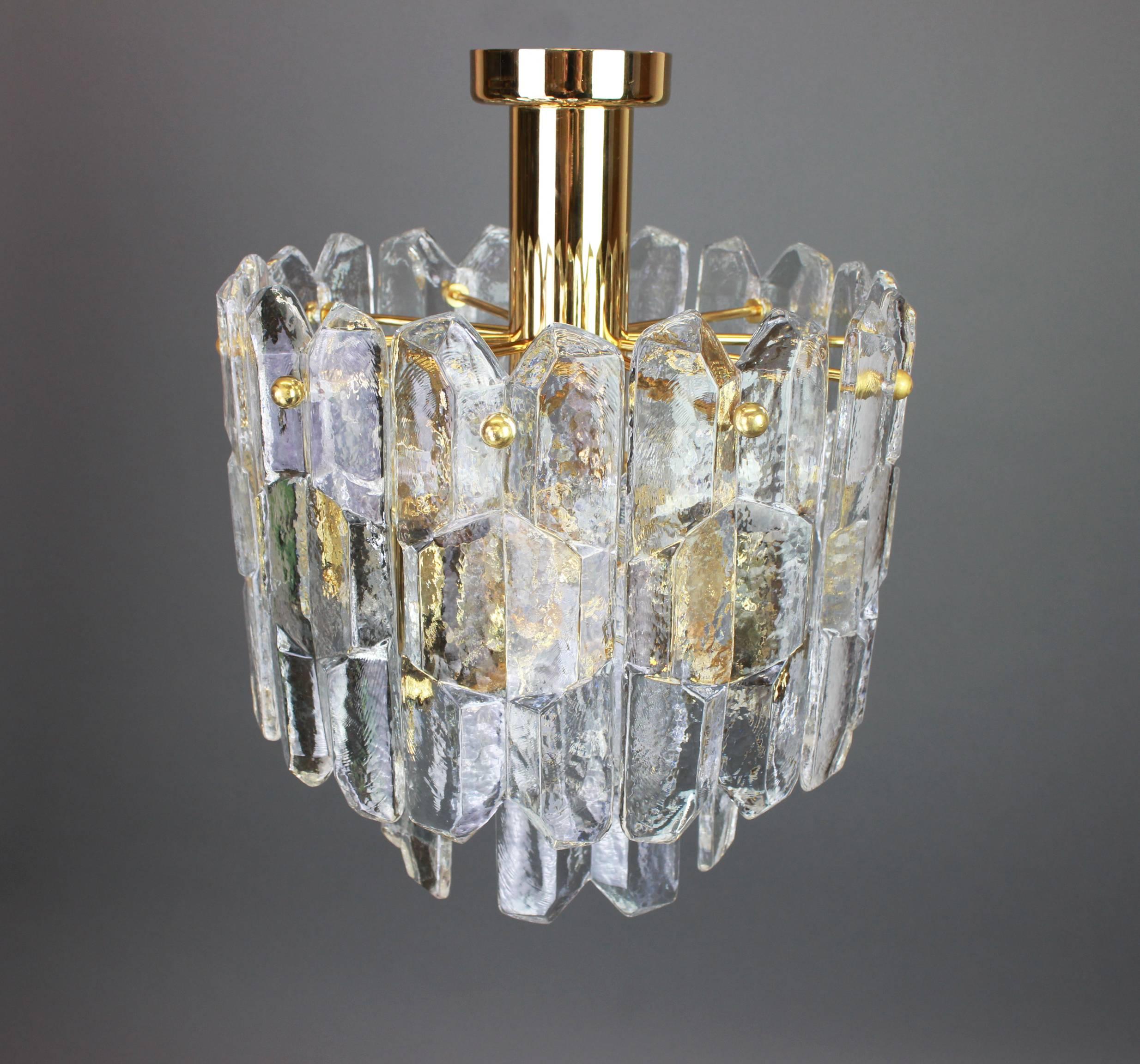 Stunning Gilt Brass, Crystal Glass Light Fixture Palazzo, Kalmar, Austria, 1970s 1