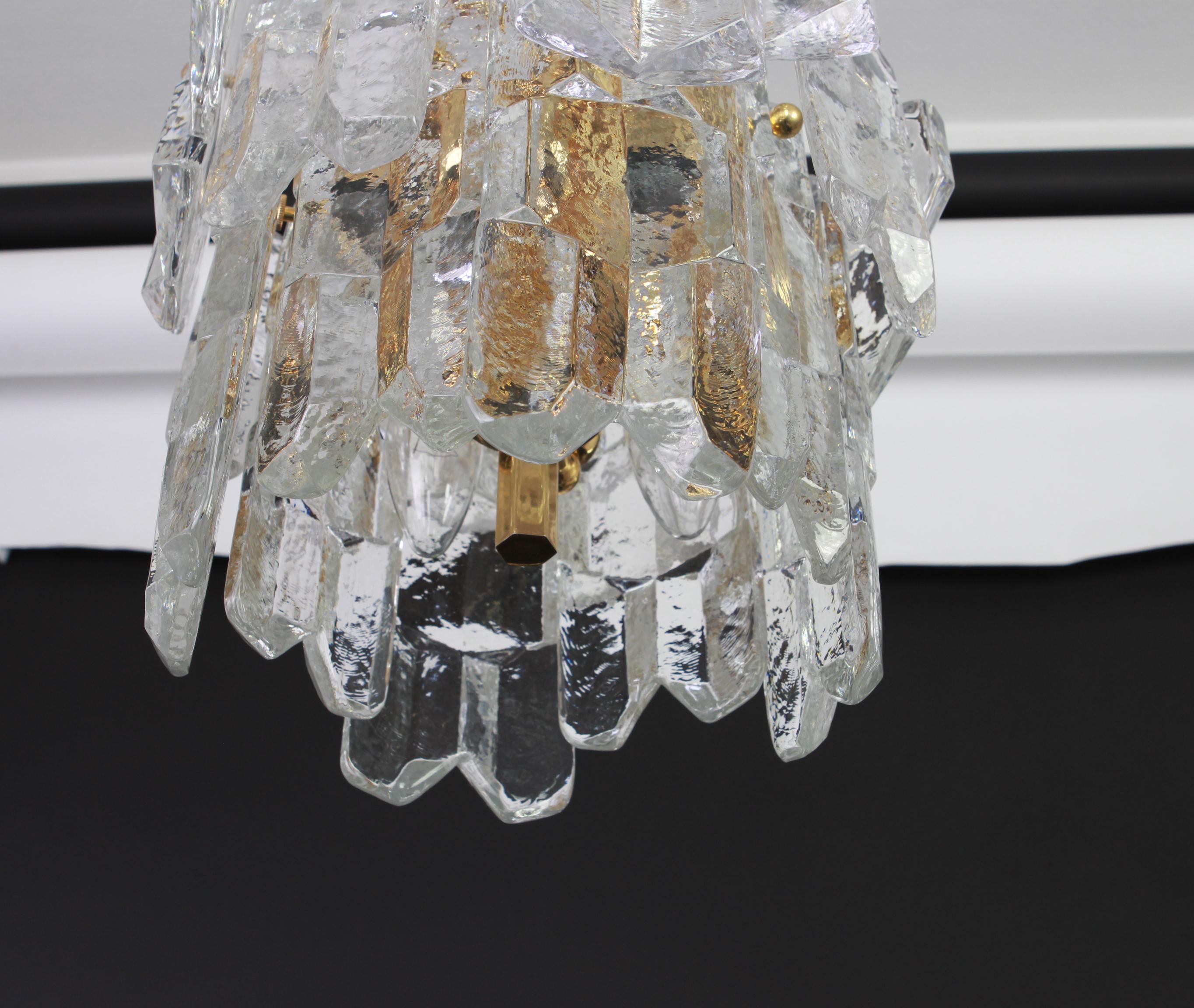 Stunning Gilt Brass, Crystal Glass Light Fixture Palazzo, Kalmar, Austria, 1970s 1