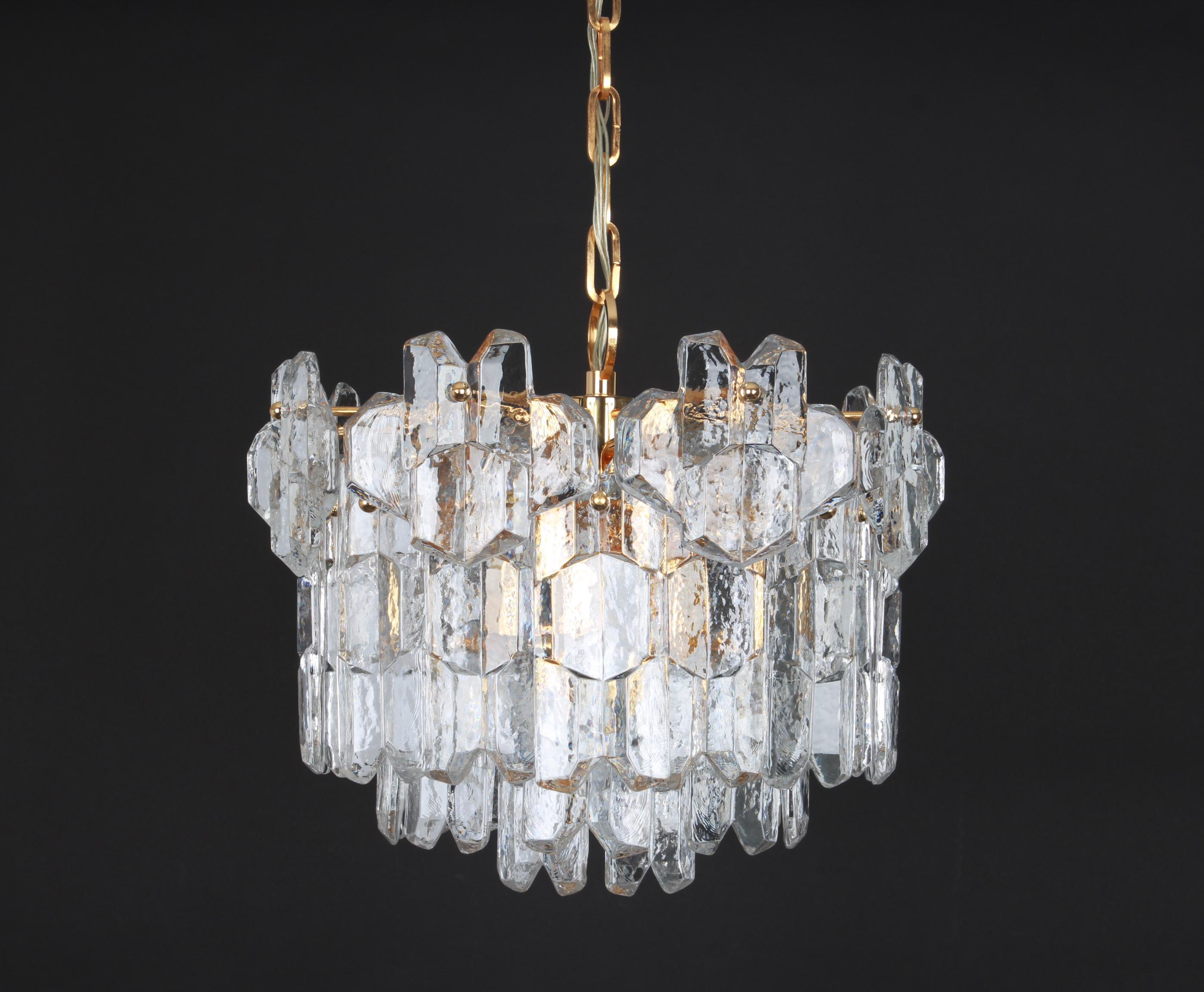 Stunning Gilt Brass, Murano Glass Chandelier Palazzo, Kalmar, Austria, 1970s For Sale 3