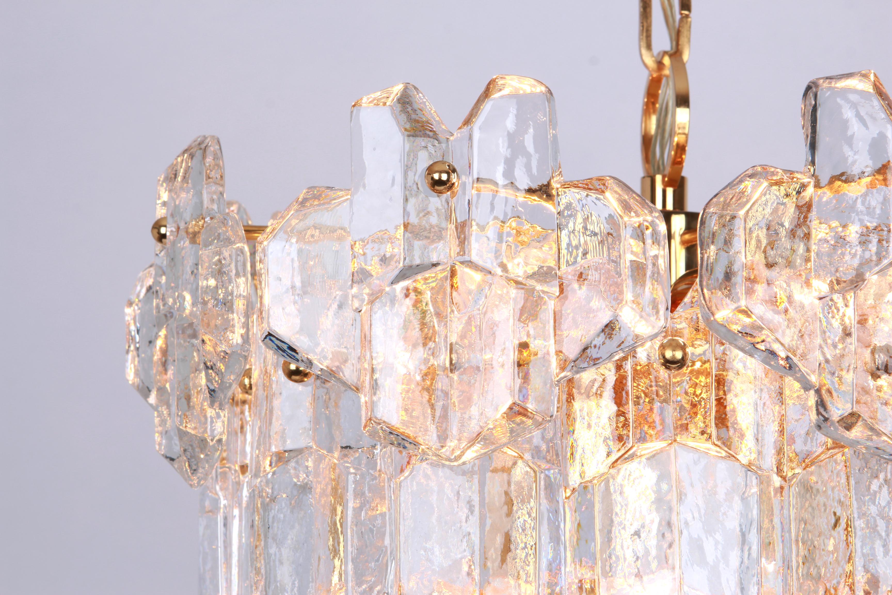 Stunning Gilt Brass, Murano Glass Chandelier Palazzo, Kalmar, Austria, 1970s For Sale 1