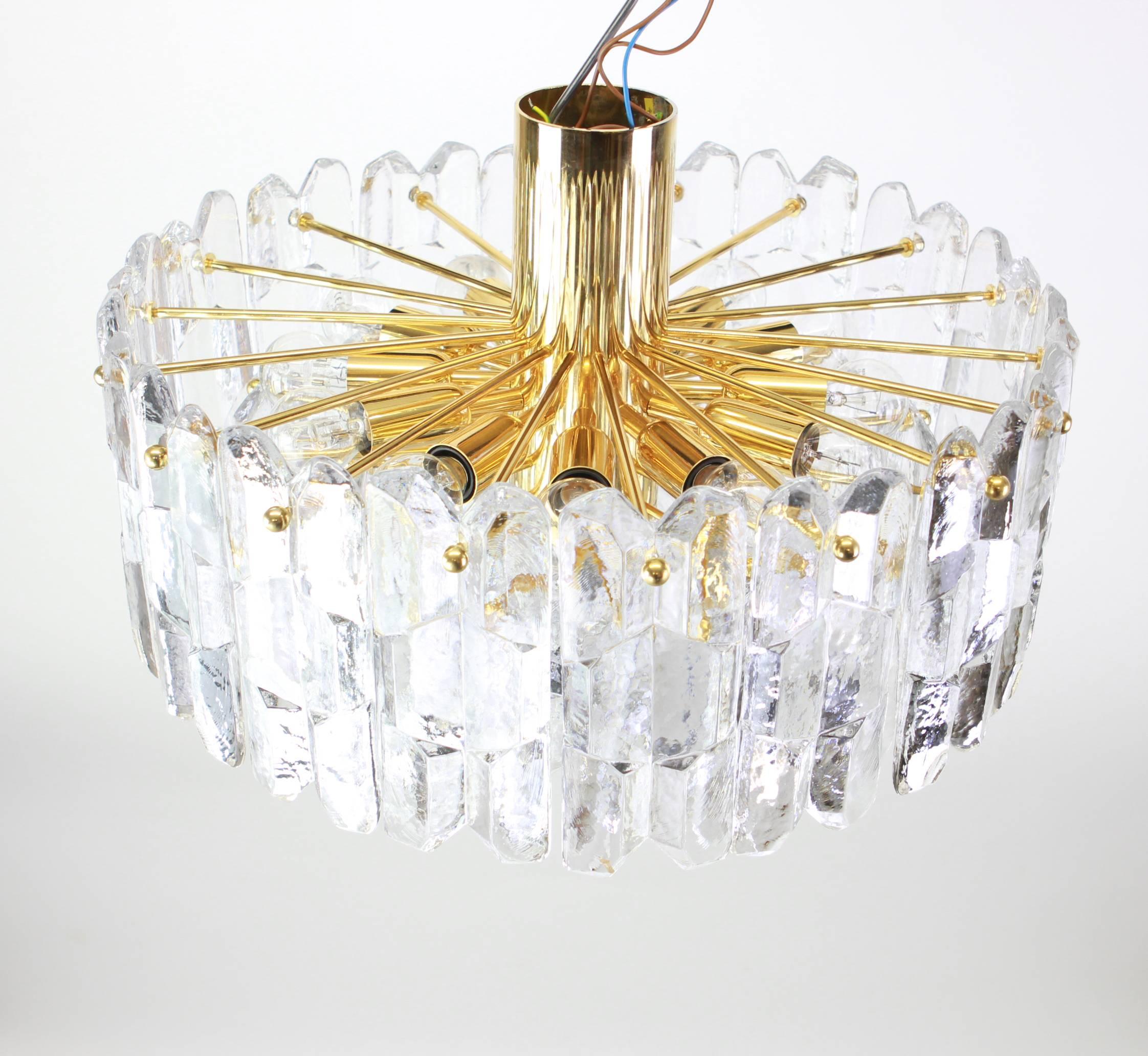 Stunning Gilt Brass, Murano Glass Light Fixture Palazzo, Kalmar, Austria, 1970 For Sale 3