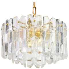 Stunning Gilt Brass, Crystal Glass Light Fixture Palazzo, Kalmar, Austria, 1970