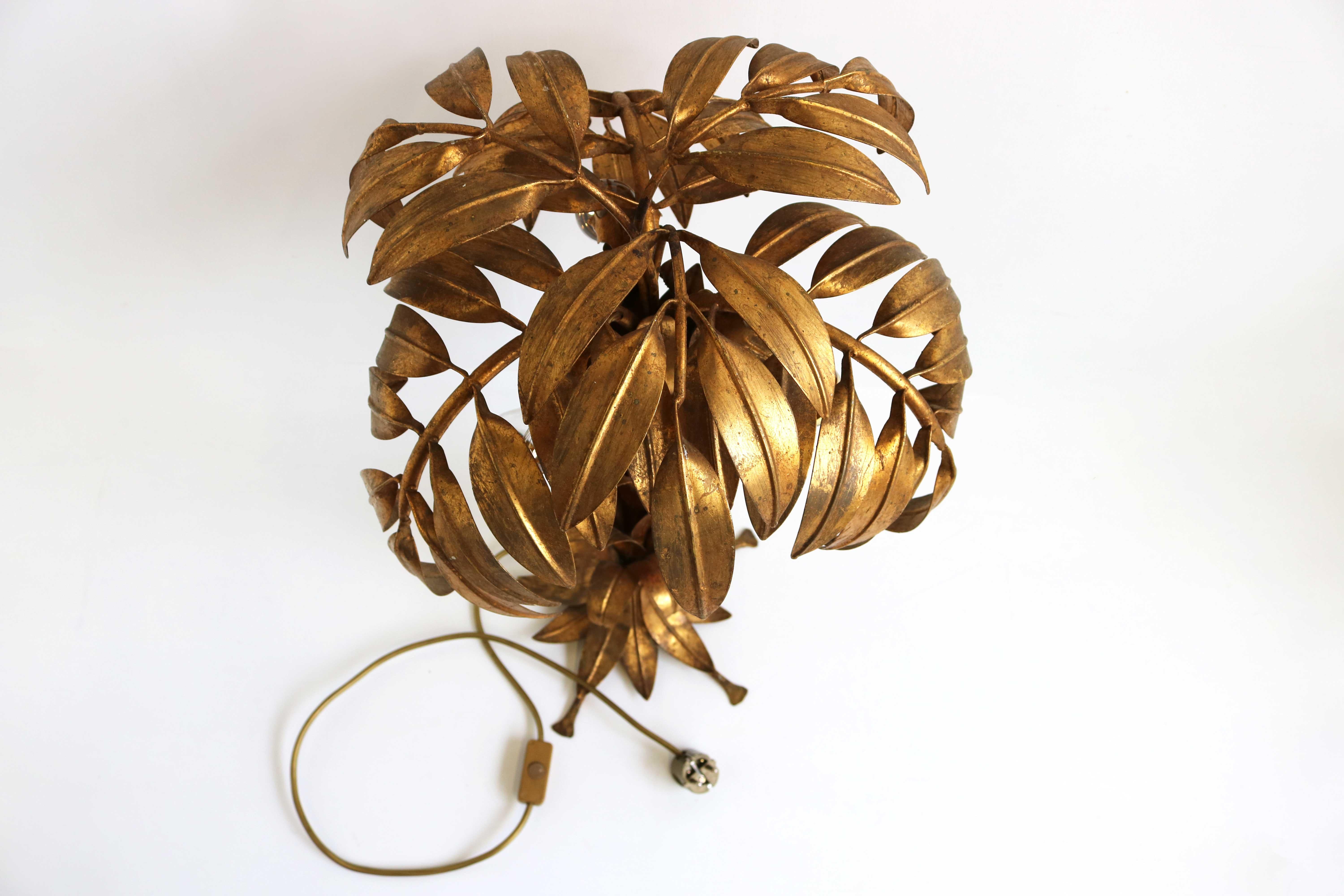 Stunning Gilt Palm Tree Table Lamp by Hans Kögl, 1970s Design Hollywood Regency For Sale 3