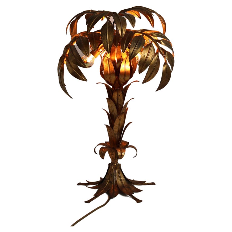 Stunning Gilt Palm Tree Table Lamp by Hans Kögl, 1970s Design Hollywood Regency  For Sale