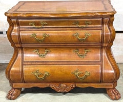 Stunning Gilt & Tooled Leather Neoclassical Bombe Chest by Maitland Smith