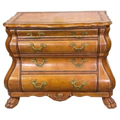 Stunning Gilt & Tooled Leather Neoclassical Bombe Chest by Maitland Smith