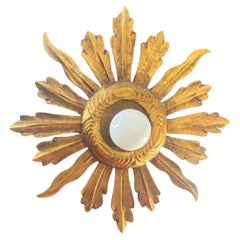 Superbe applique ou plafonnier encastré en bois doré à étoiles en forme de soleil Lights
