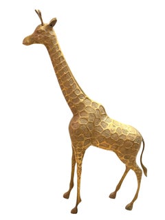 Stunning Giraffe polished Brass Statue Sculpture Vintage, Italy 1960s