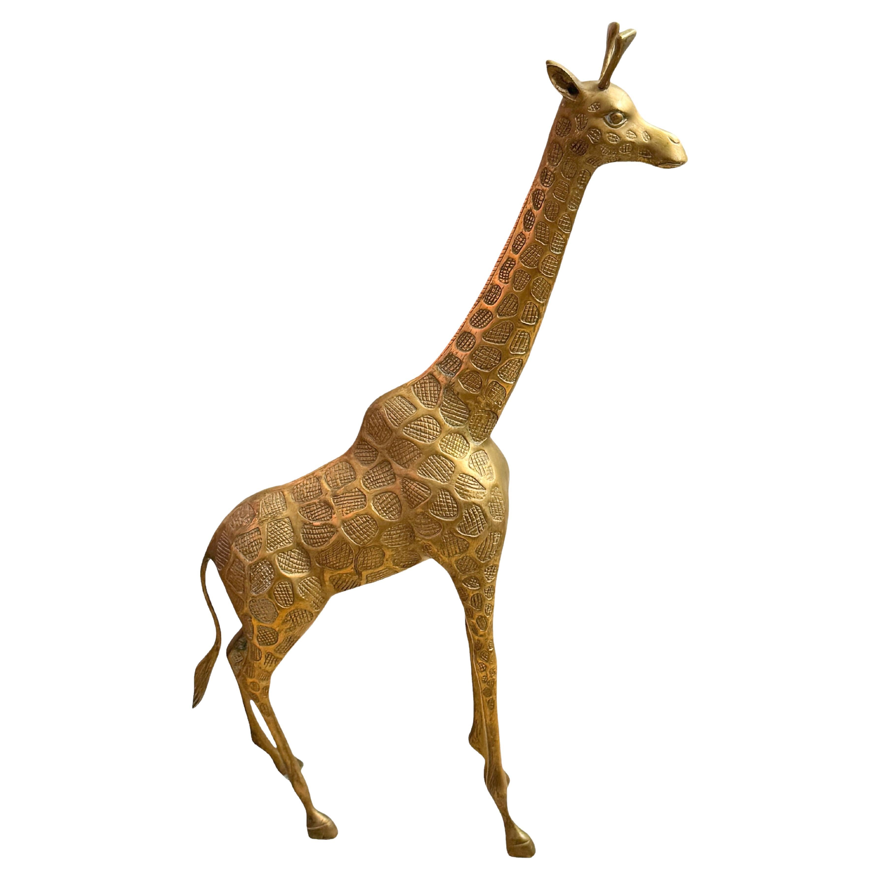 Stunning Giraffe polished Brass Statue Sculpture Vintage, Italy 1960s