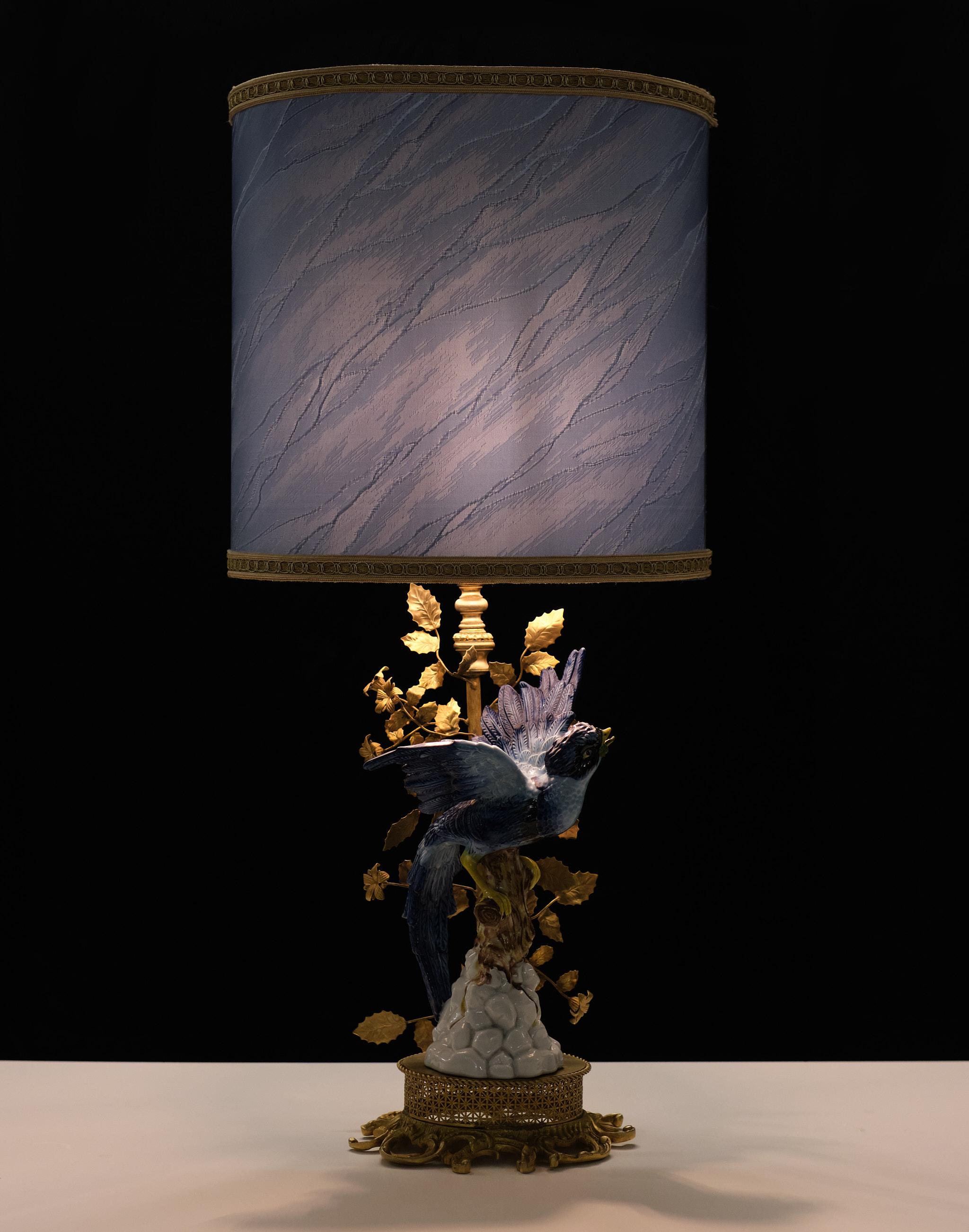 Magnifique Giulia Mangani - Lampe de table italienne avec oiseau exotique - Sèvres  porcelaine en vente 5