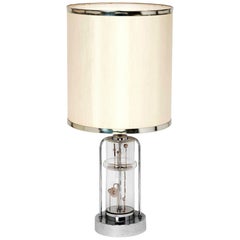 Stunning Glass and Chrome Kinetic Table Lamp , France, 1970s