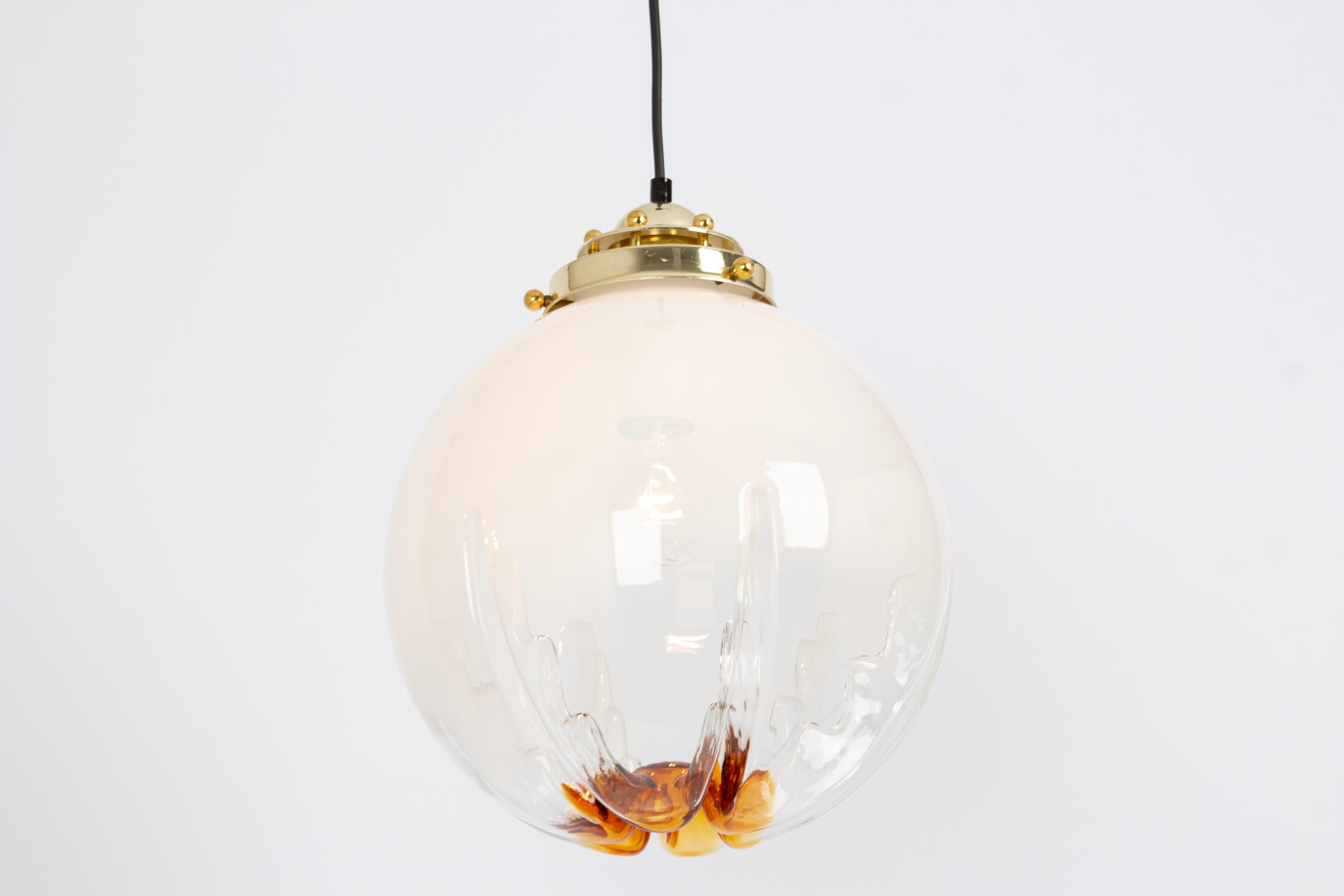 Blown Glass Stunning Glass Pendant light in style of  Mazzega, Italy, 1960s For Sale