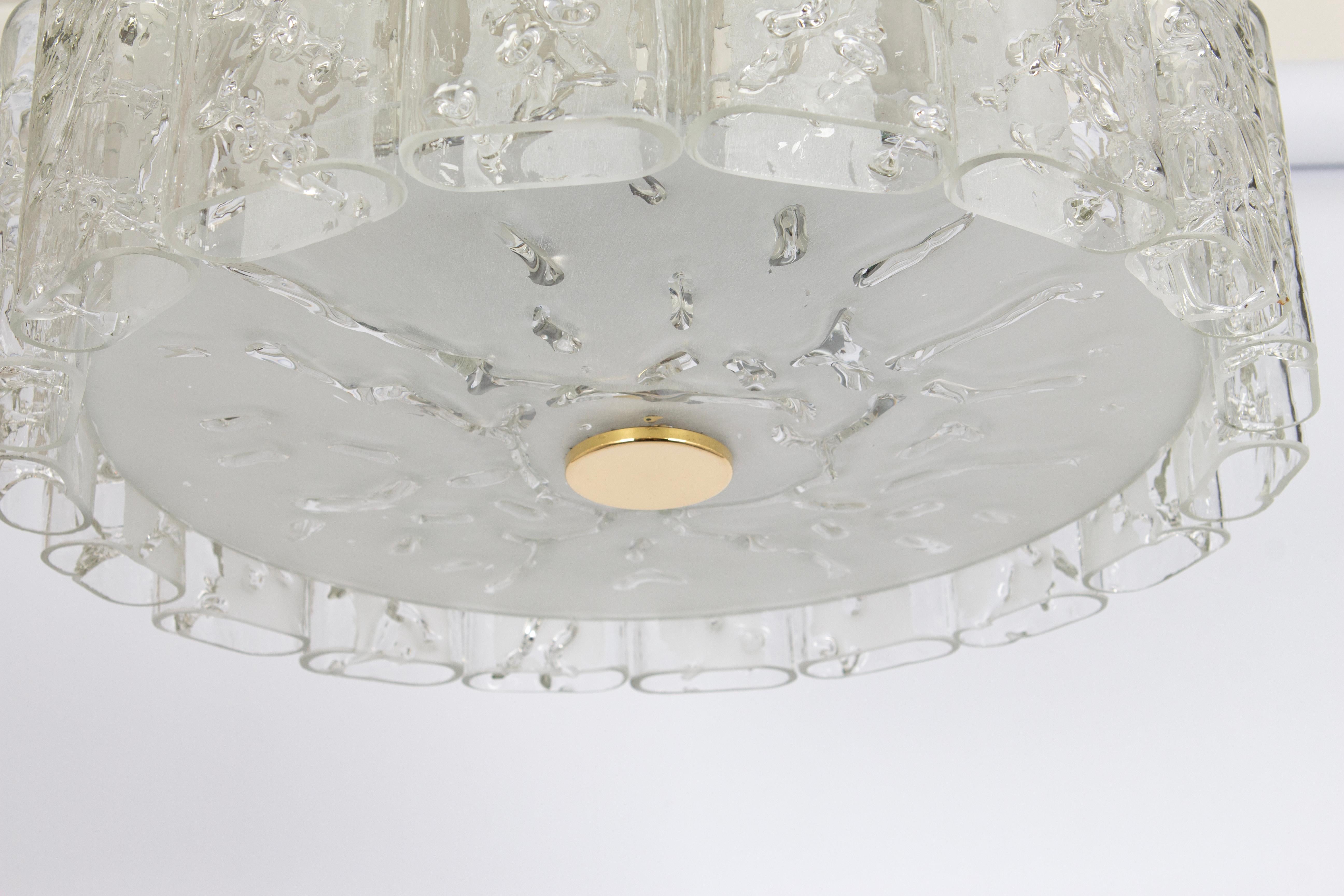 Mid-Century Modern Stunning Glass Tubes Flushmount by Doria, Germany, 1960s