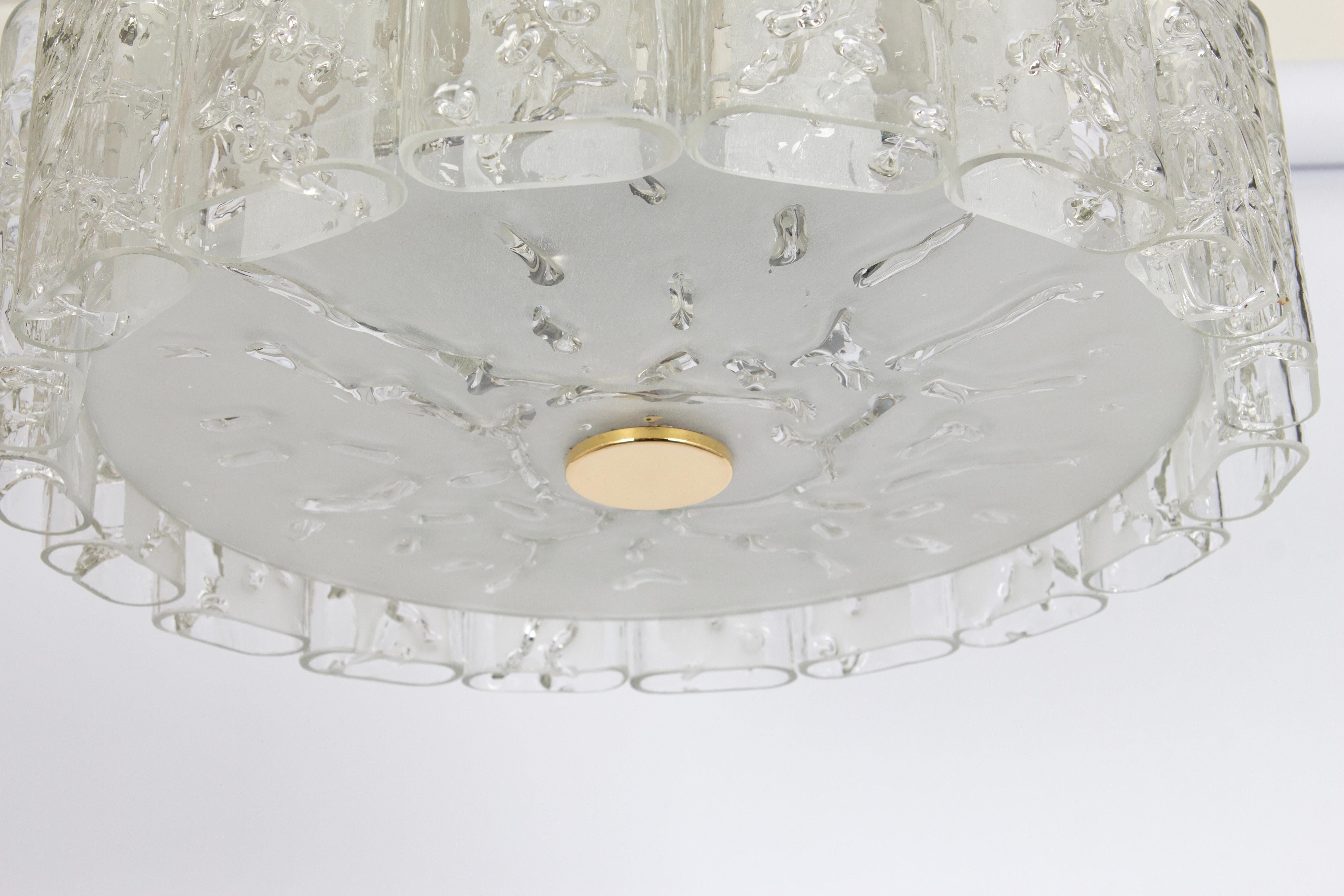 Mid-Century Modern 1 of 2 Stunning Glass Tubes Flushmount by Doria, Germany, 1960s For Sale