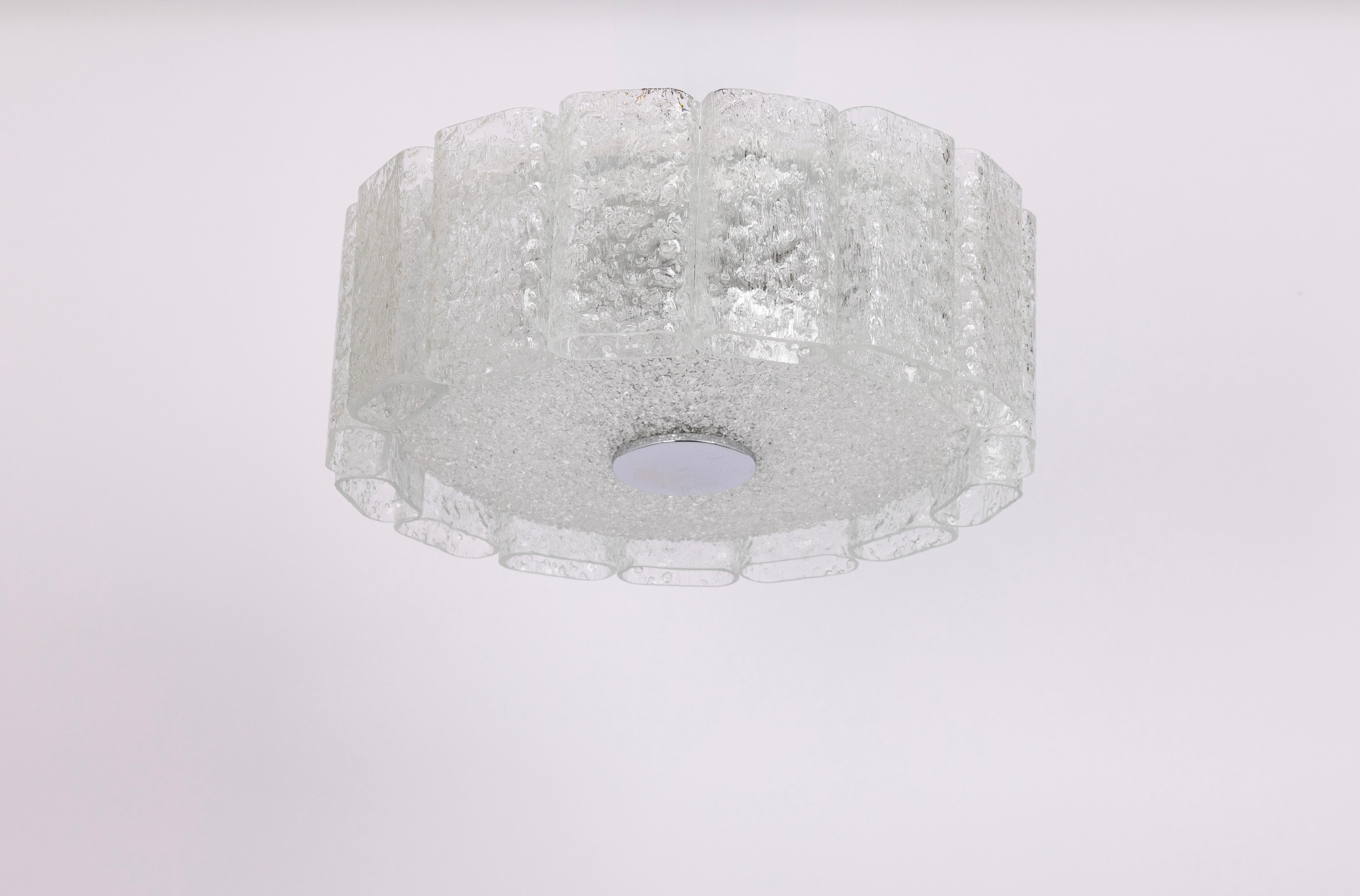 Mid-Century Modern Stunning Glass Tubes Flushmount by Doria, Germany, 1960s For Sale