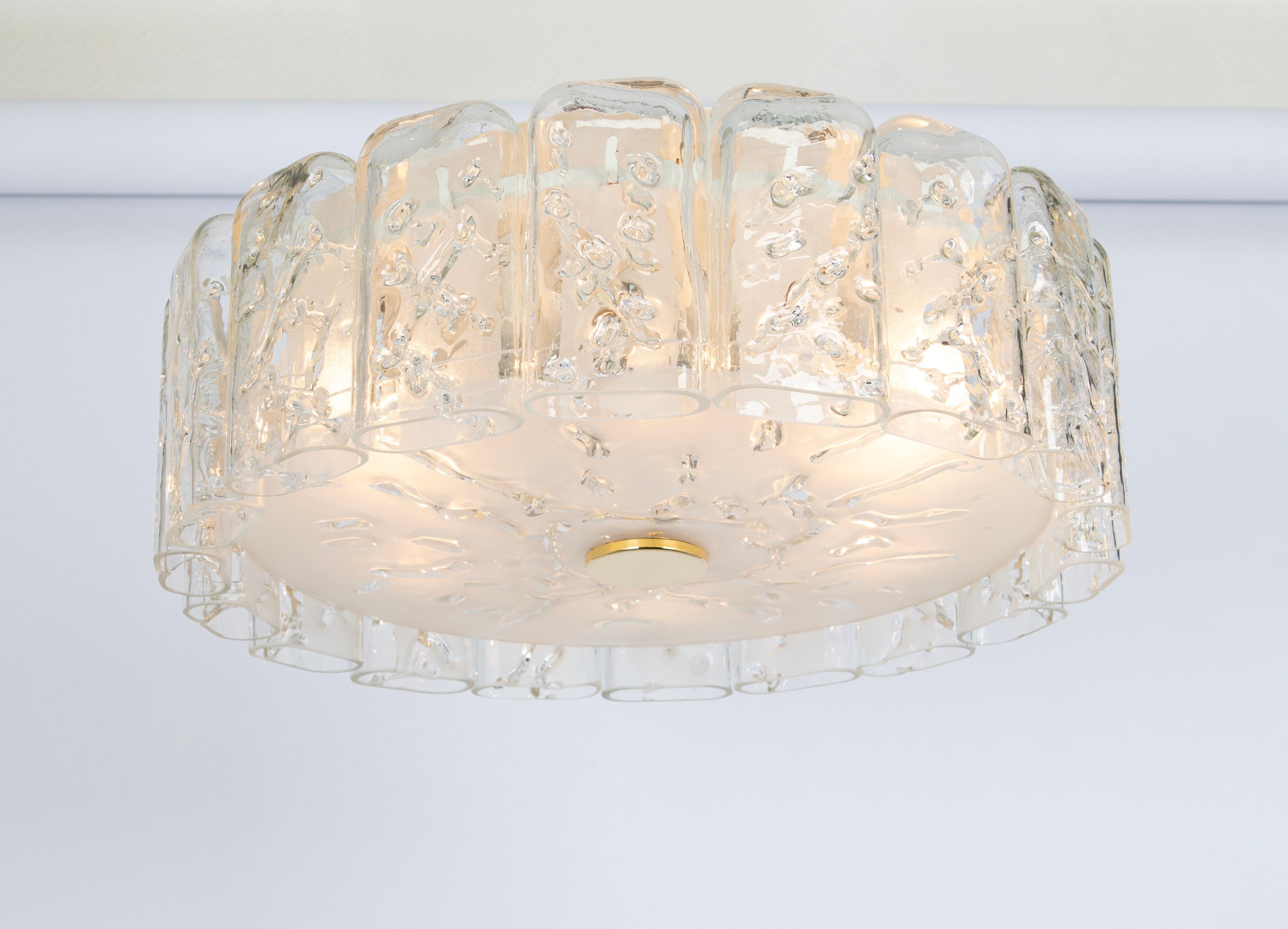 1 of 2 Stunning Glass Tubes Flushmount by Doria, Germany, 1960s In Good Condition For Sale In Aachen, NRW