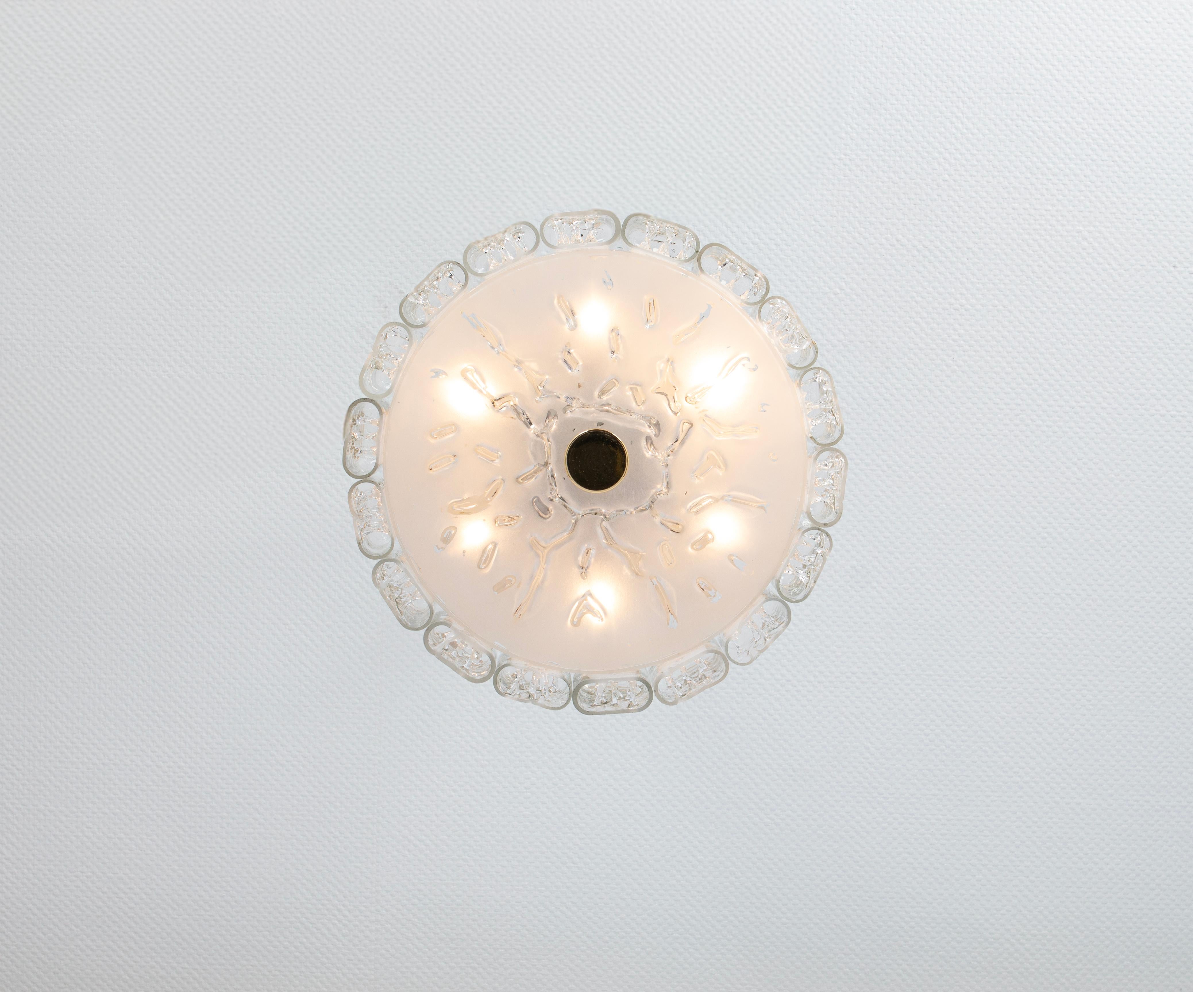 Mid-20th Century Stunning Glass Tubes Flushmount by Doria, Germany, 1960s