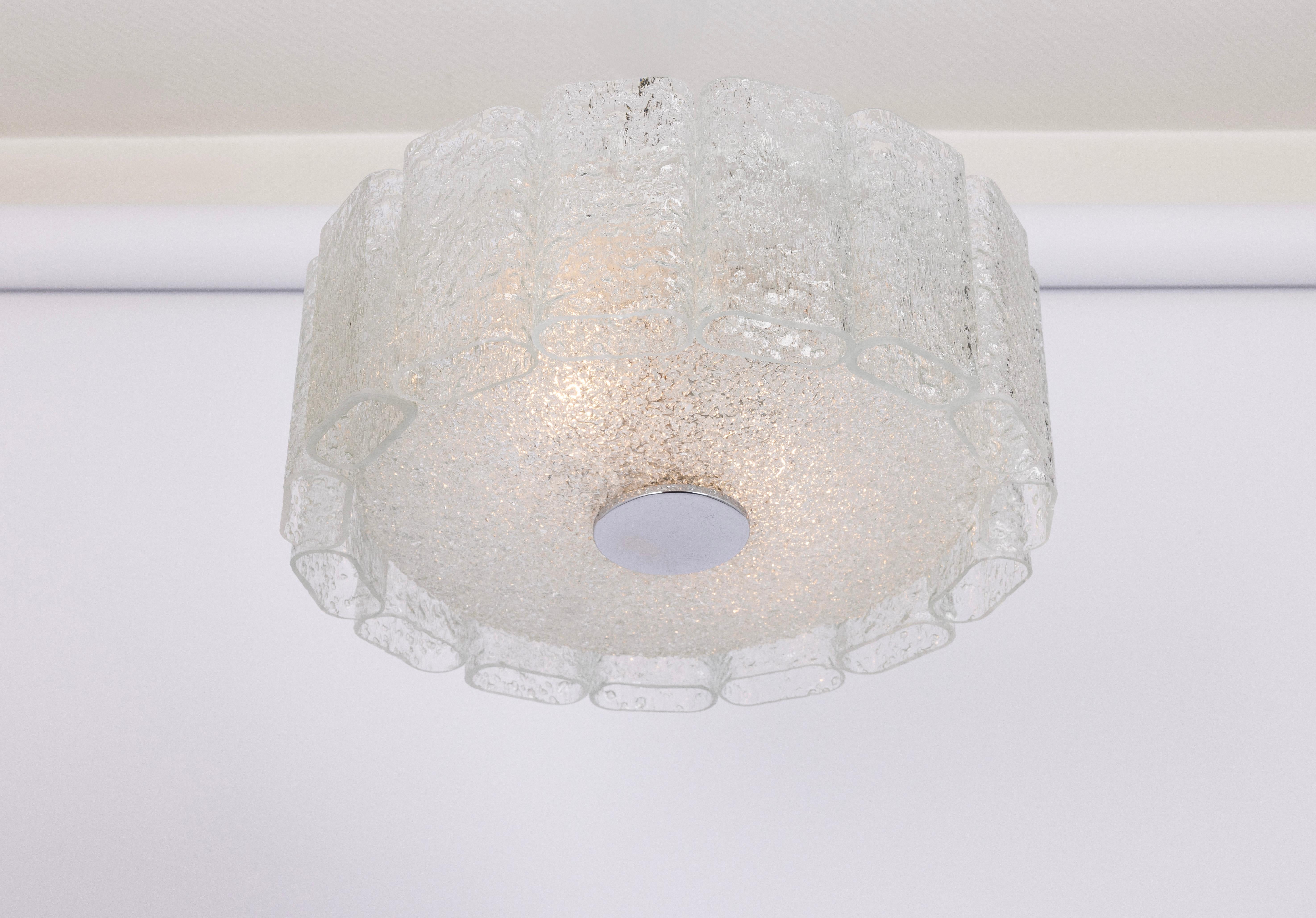 Mid-20th Century Stunning Glass Tubes Flushmount by Doria, Germany, 1960s For Sale
